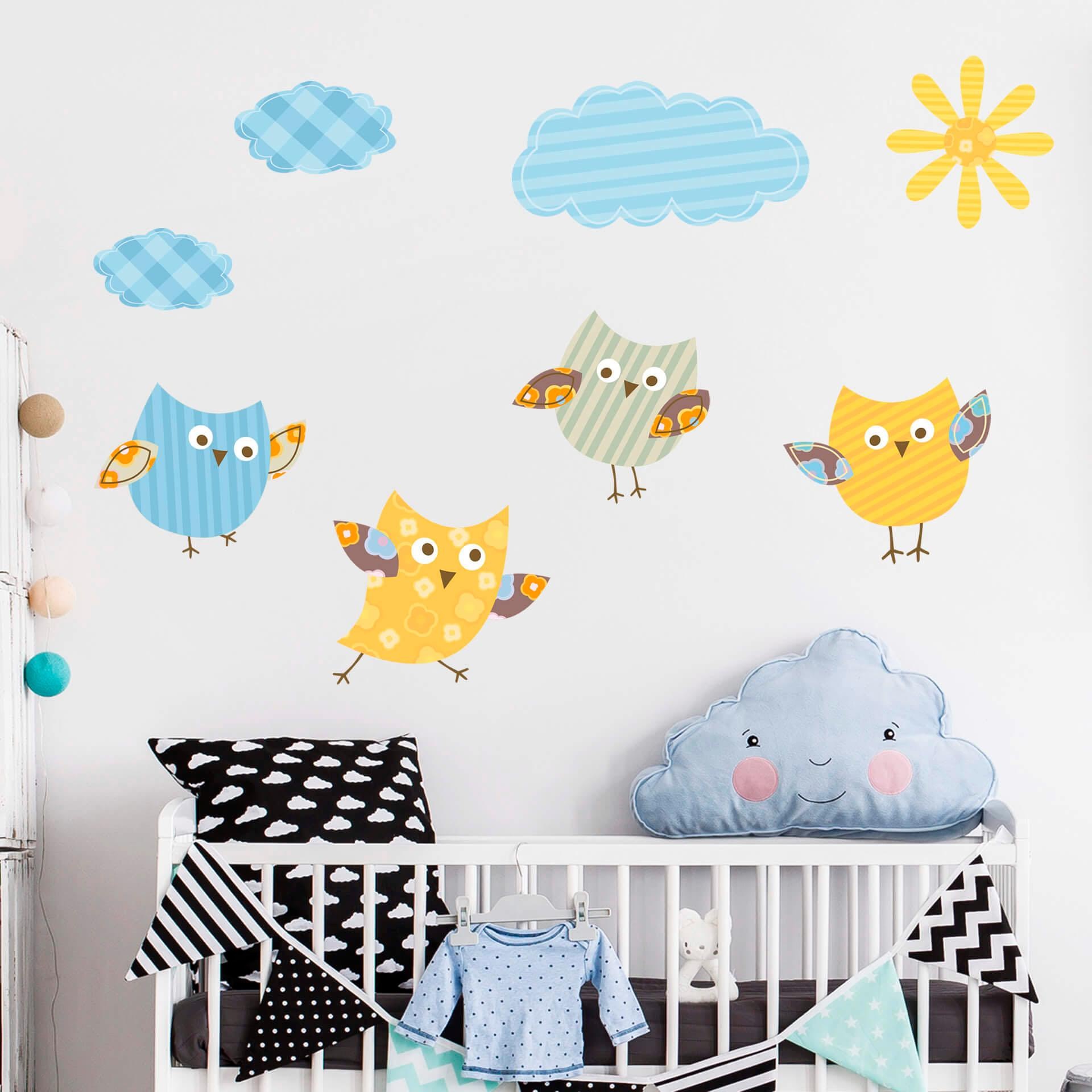 Wall-Art Wandtattoo »Kinderzimmer Eule Baby Vögel Set«, selbstklebend, entf günstig online kaufen