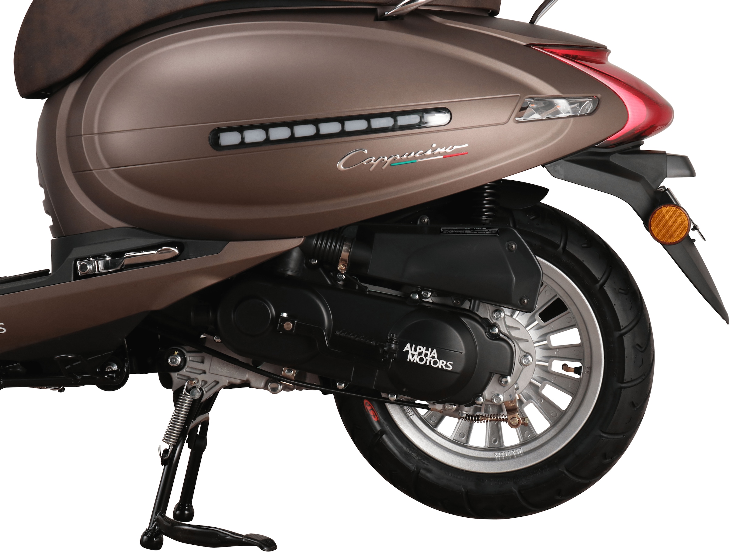Alpha Motors Motorroller »Cappucino 50 ccm 25 km/h EURO 5 mattbraun«, 50 cm³, 25 km/h, Euro 5, 2,72 PS, LED-Leiste vorne und hinten, mit USB-Anschluss und Lenkerschloss