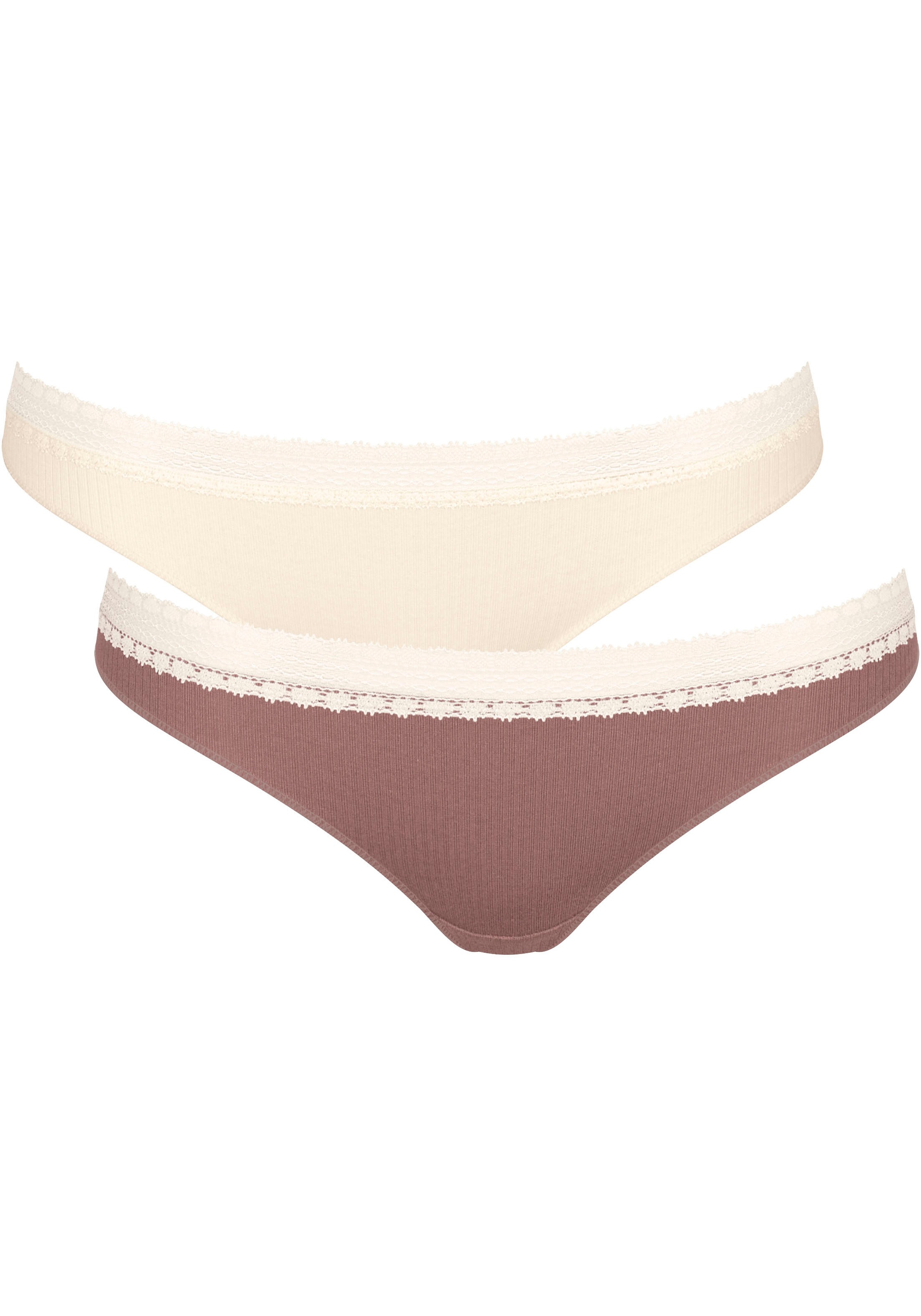 sloggi Slip »GO Ribbed R Brazil C2P«, (2er Pack), weiche Rippware mit Spitzenbesatz