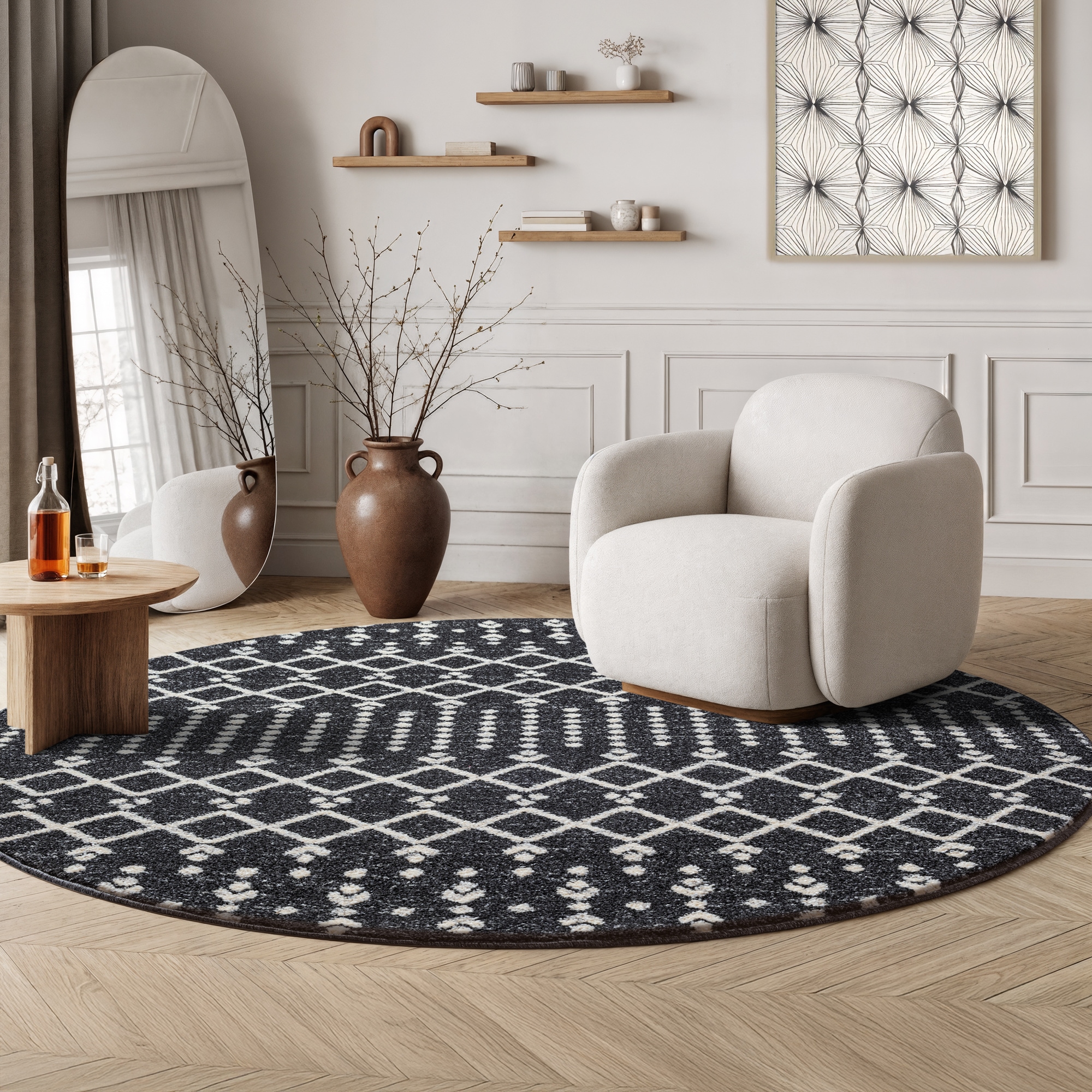 Sanat Teppich »Boho 8205« rund 10 mm Höhe Kurzflor, robust, Boho, Scandic, günstig online kaufen