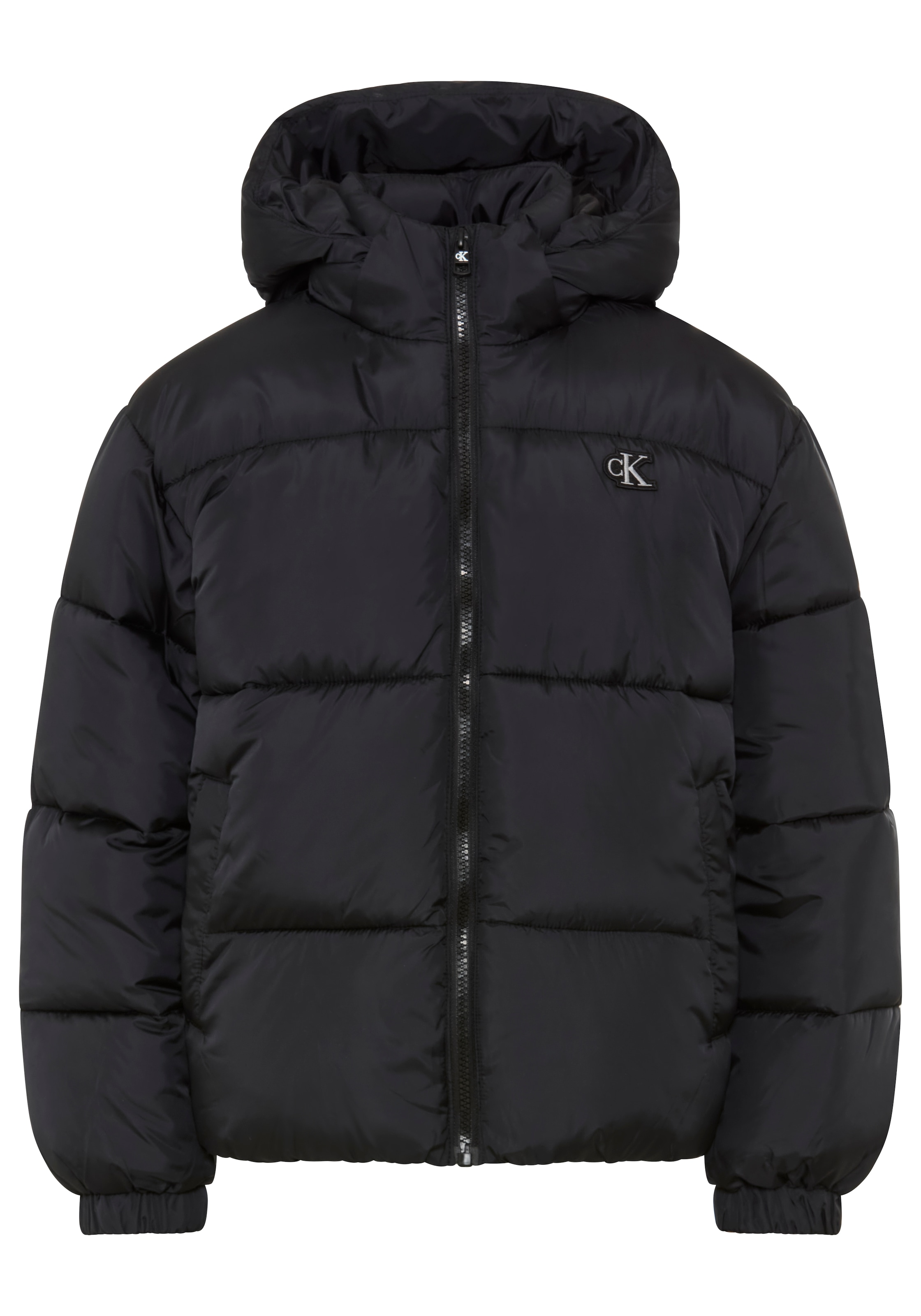 Calvin Klein Jeans Steppjacke mit Kapuze abnehmbare Kapuze, Regular Fit, Logostickerei