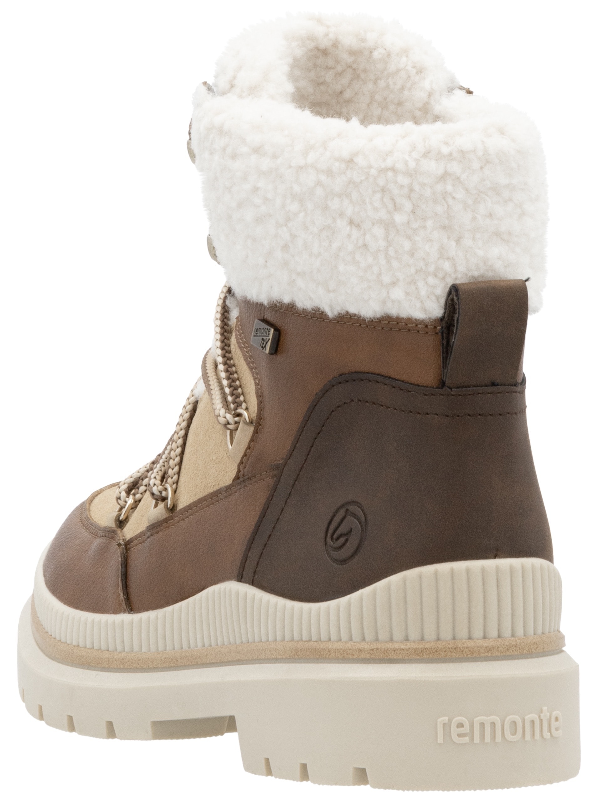 Remonte Winterboots, Blockabsatz, Winterboots, Outdoorschuh mit Ösen und Kontrastbesätzen