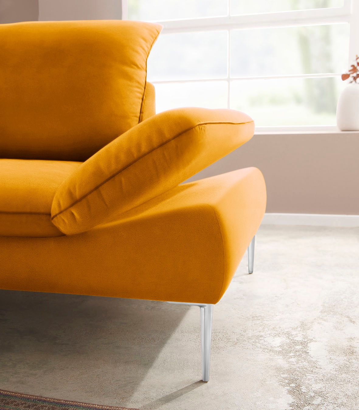 W.SCHILLIG Ecksofa »enjoy&MORE, Designsofa, elegant und bequem, L-Form«, mit Sitztiefenverstellung, Füße Chrom glänzend, Breite 294 cm