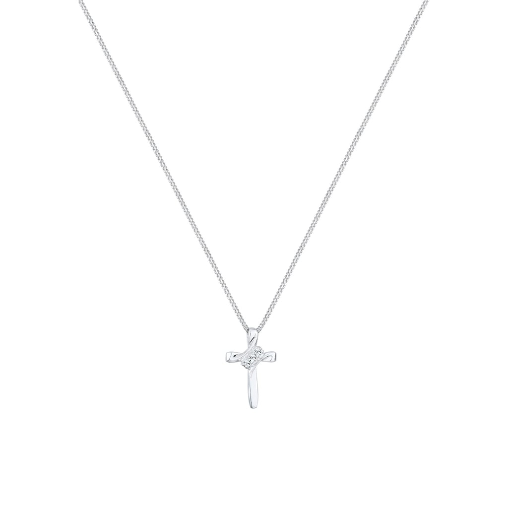 Elli Collierkettchen »Kreuz Modern mit Kristalle 925 Silber«