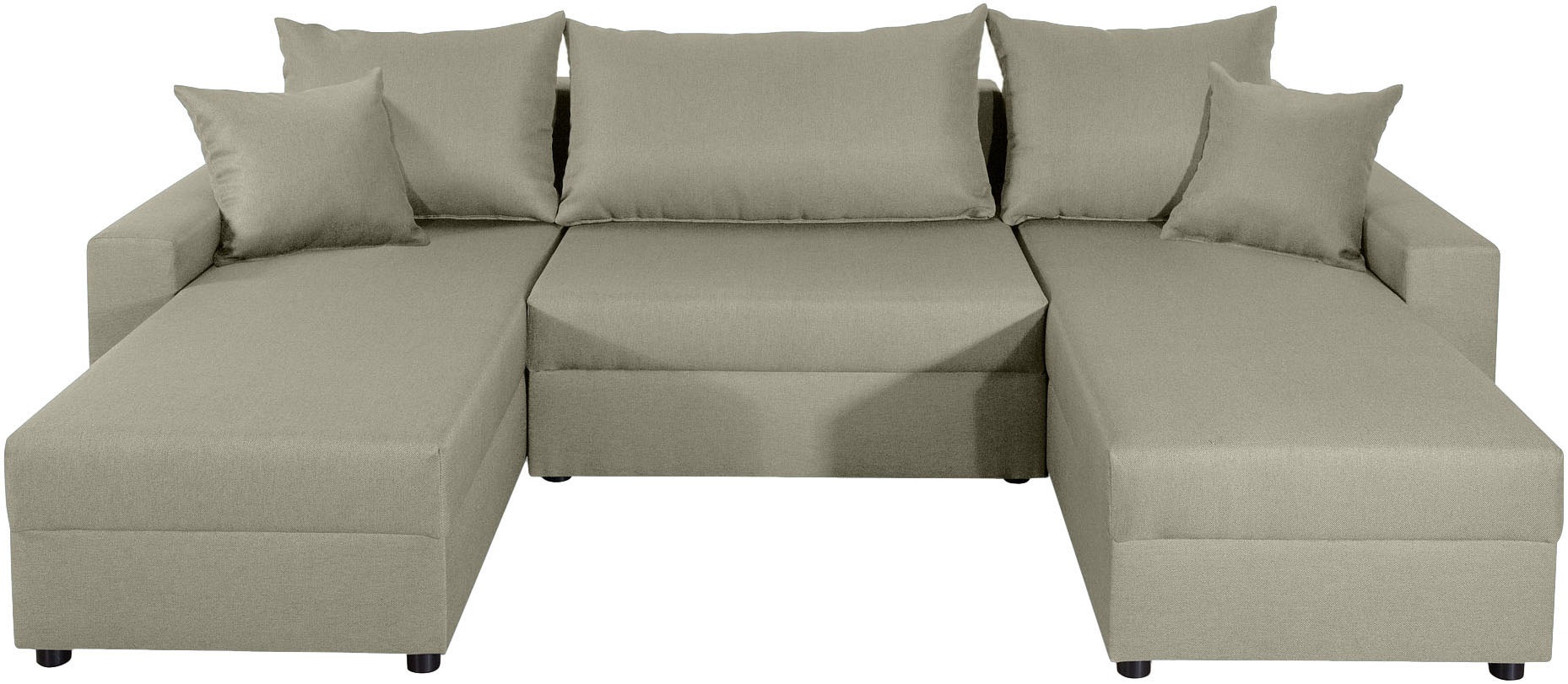 COLLECTION AB Wohnlandschaft »Pico U-Form, Breite 252, mit Schlaffunktion, Bettkasten & Zierkissen«, Liegefläche 117x220 cm