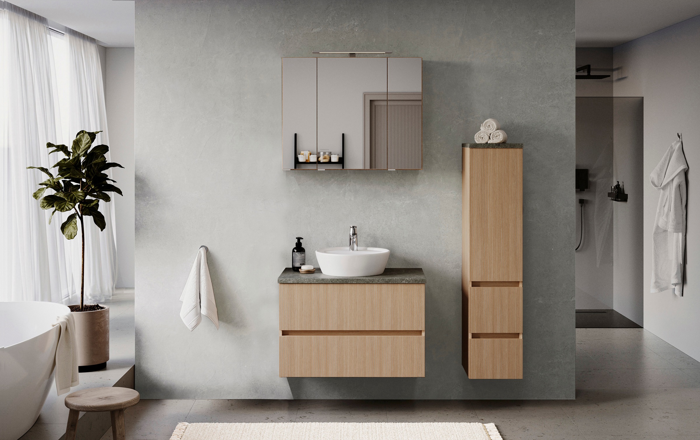 welltime Badmöbel-Set »EIXO, Set aus Spiegelschrank, Waschtisch und Midisch günstig online kaufen