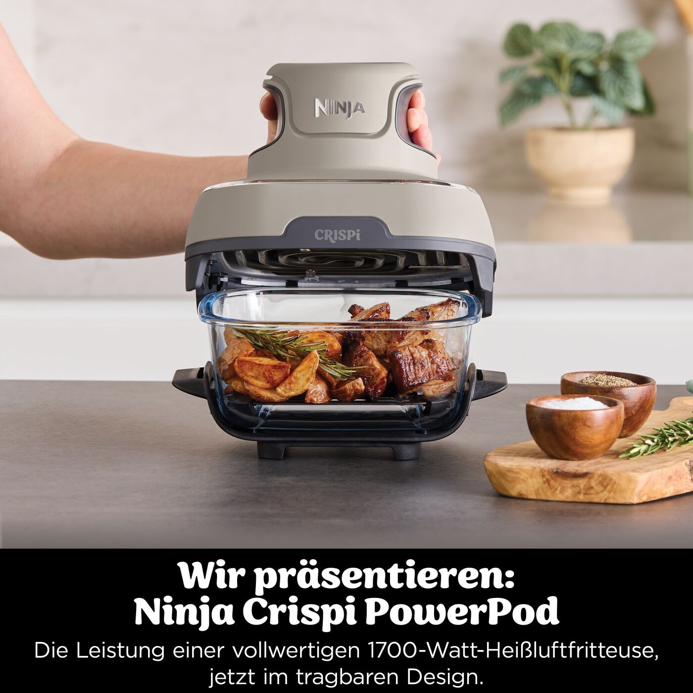 NINJA Heißluftfritteuse »CRISPi 4-in-1 Cyber Space - FN101EUGY« 1700 W tragbar