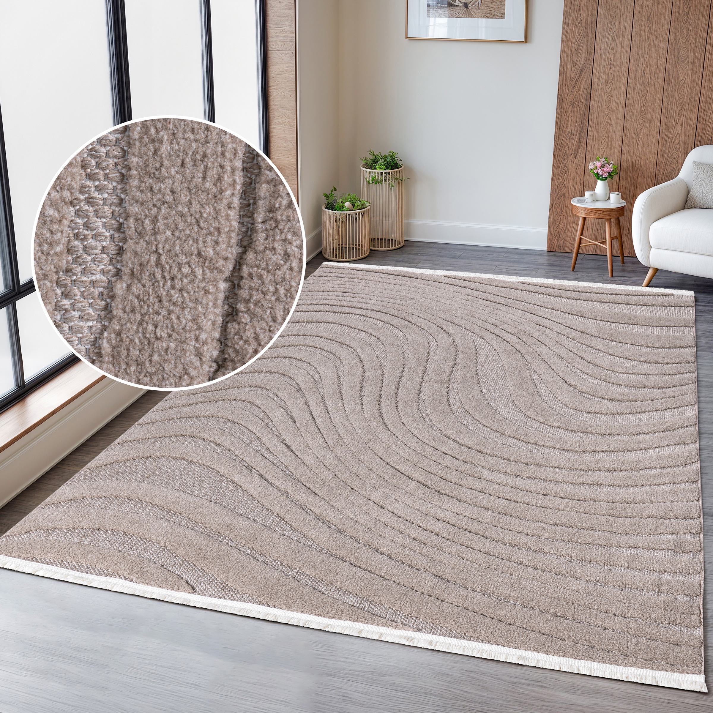 OTTO home Teppich »Samelia mit Fransen, Balkon, Camping«, rechteckig, 6 mm günstig online kaufen