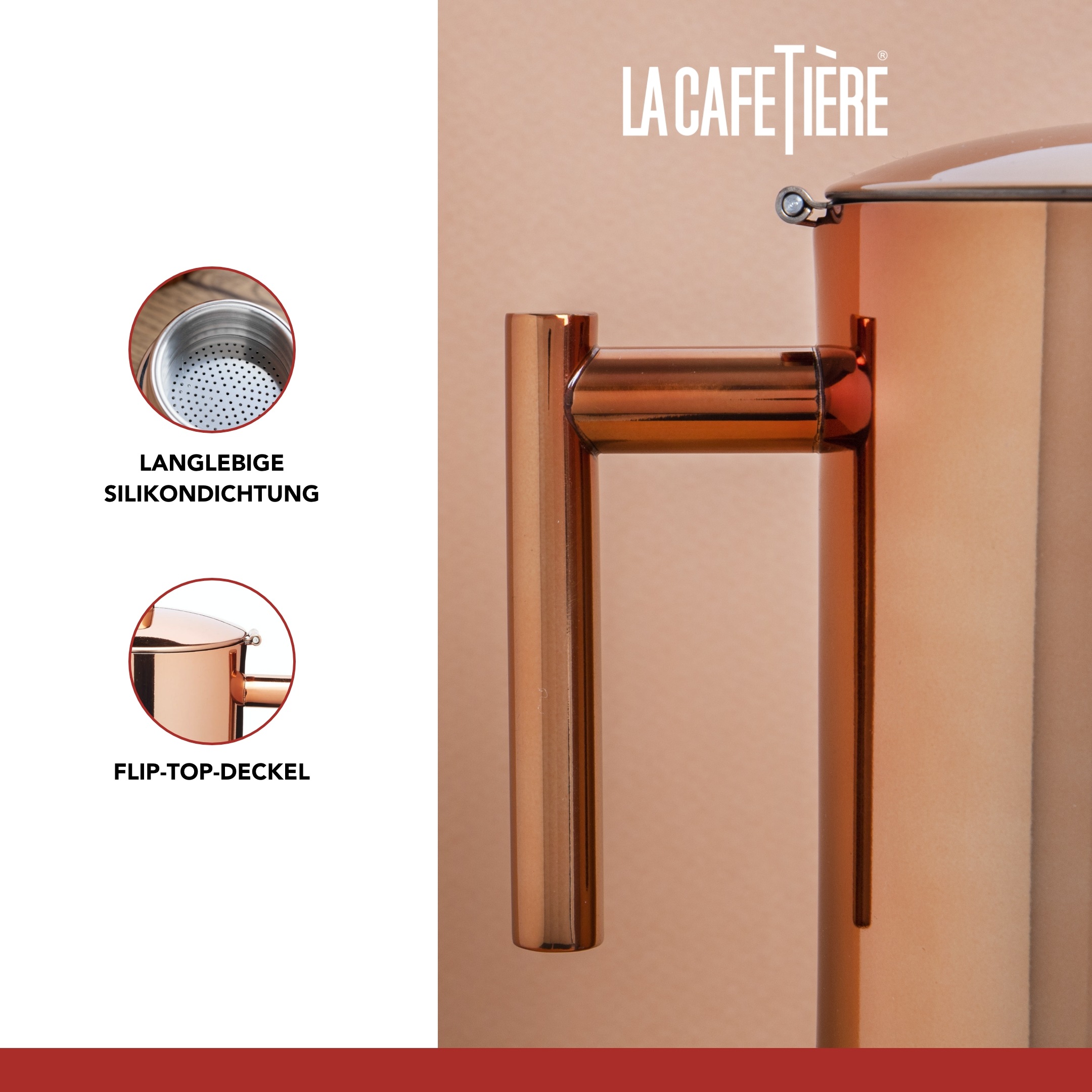 La Cafetière Espressokocher »La Cafetière«, 0,6 l Kaffeekanne, aus hochwertigem, rostfreien Edelstahl mit induktionsgeeignetem Boden