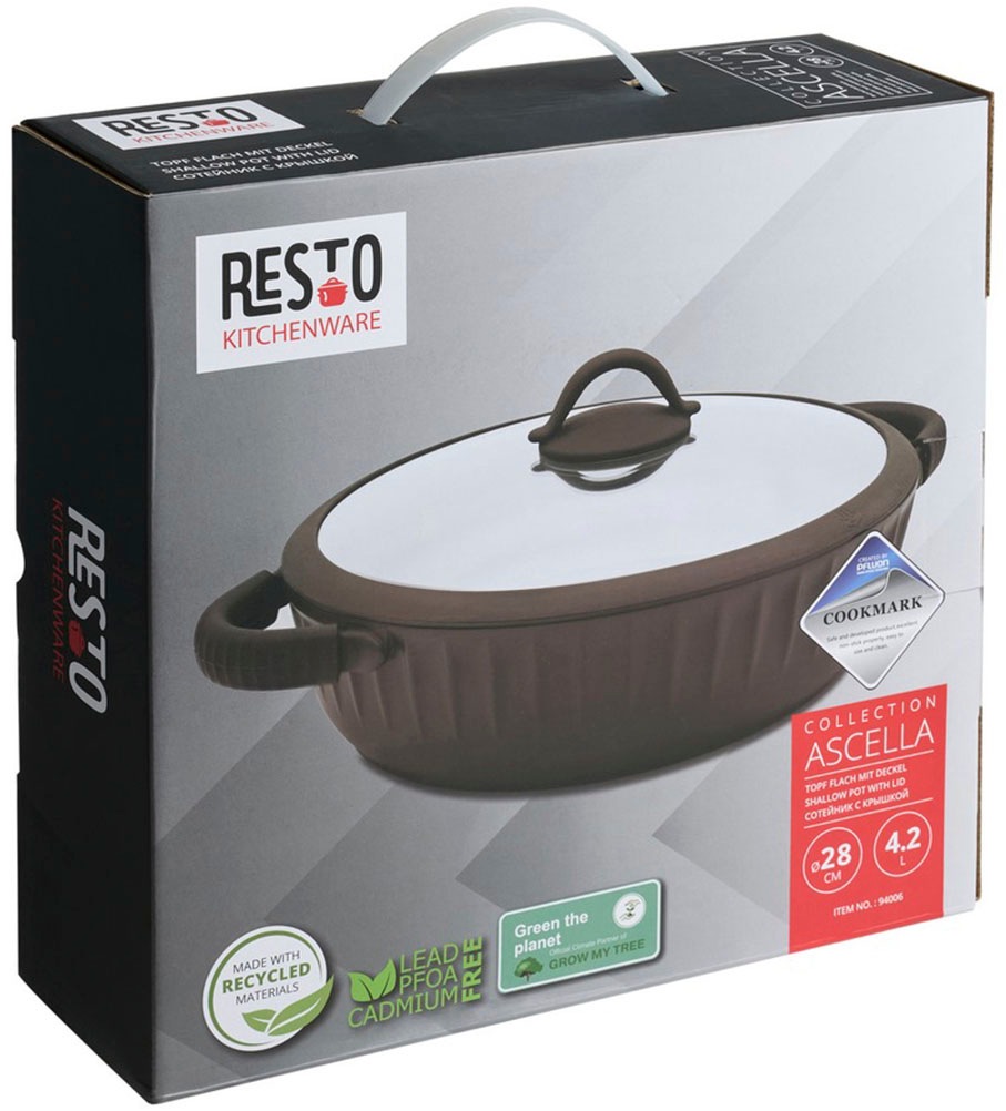 RESTO Kitchenware Bräter »Ascella, Schmortopf antihaftbeschichtet und spülmaschinenfest«, Aluminiumguss, (2 tlg.), Geeignet für alle Herdarten, auch Induktion, im Geschenkkarton
