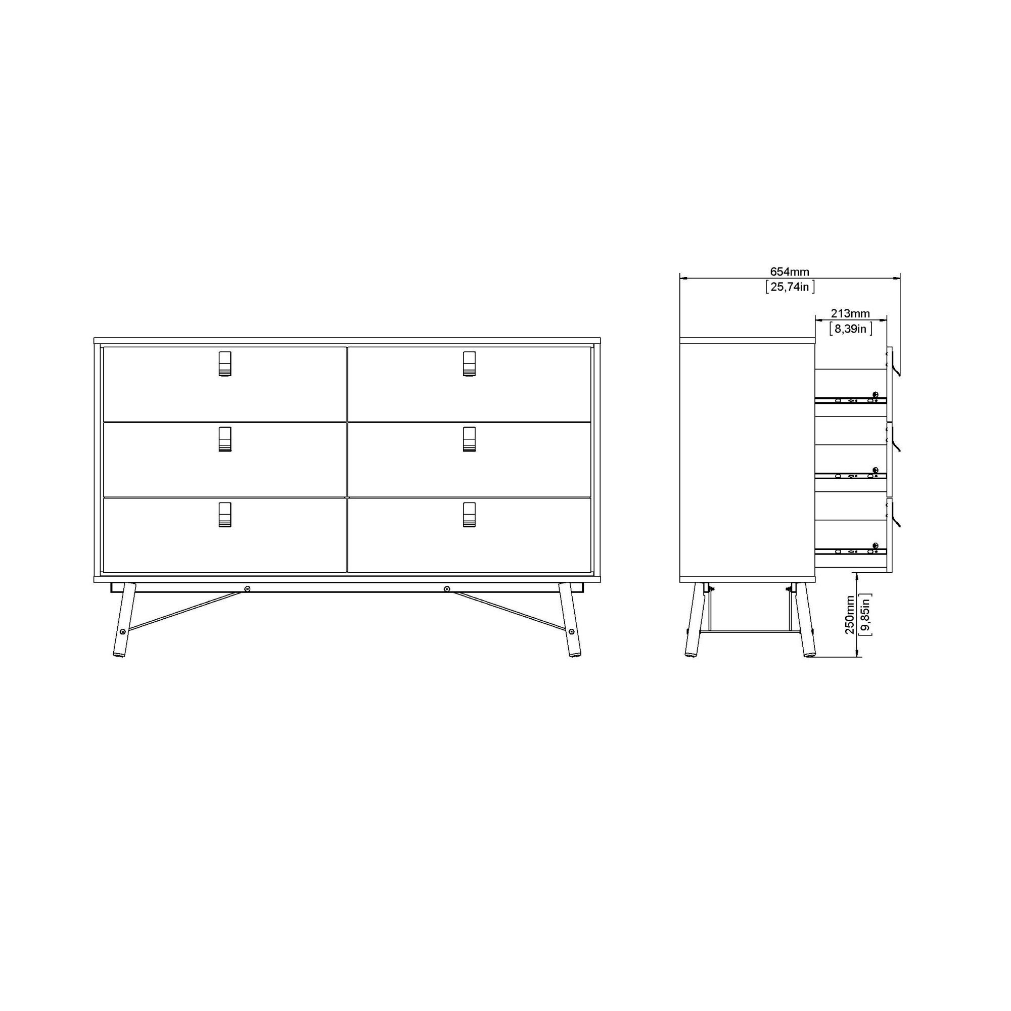 andas Kommode »Ry Aufbewahrung, Schubladenschrank, Stauraum,«, Sideboard mit 6 Schubladen, Breite 150 cm, Höhe 95 cm, Massivholzbeine