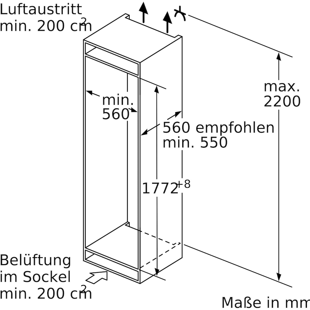 SIEMENS Einbaukühlgefrierkombination »KI86SHDD0«, KI86SHDD0, 177,2 cm hoch, 55,8 cm breit