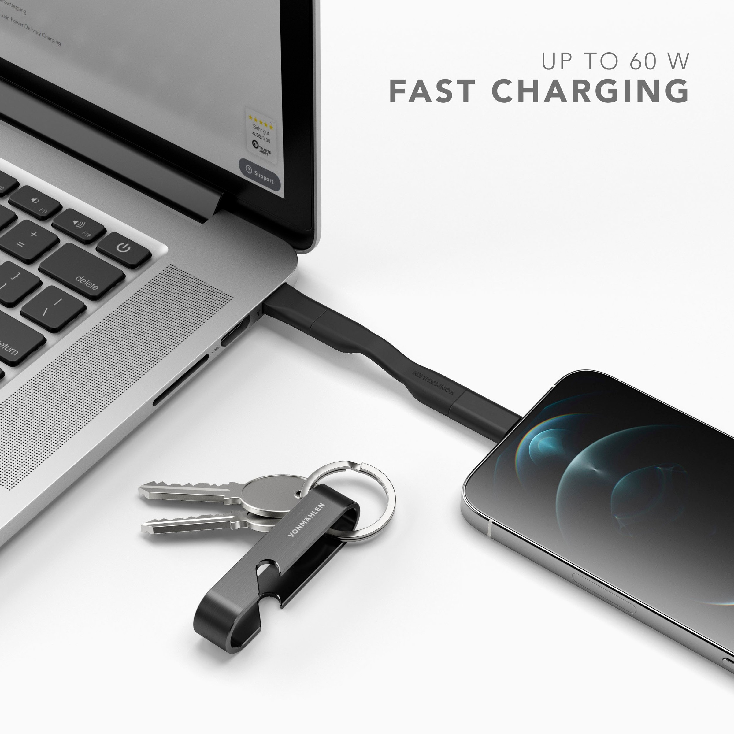 VONMÄHLEN USB-Kabel »High Six - All-in-One Backup Ladekabel«, bis zu 60 W Schnellladekabel