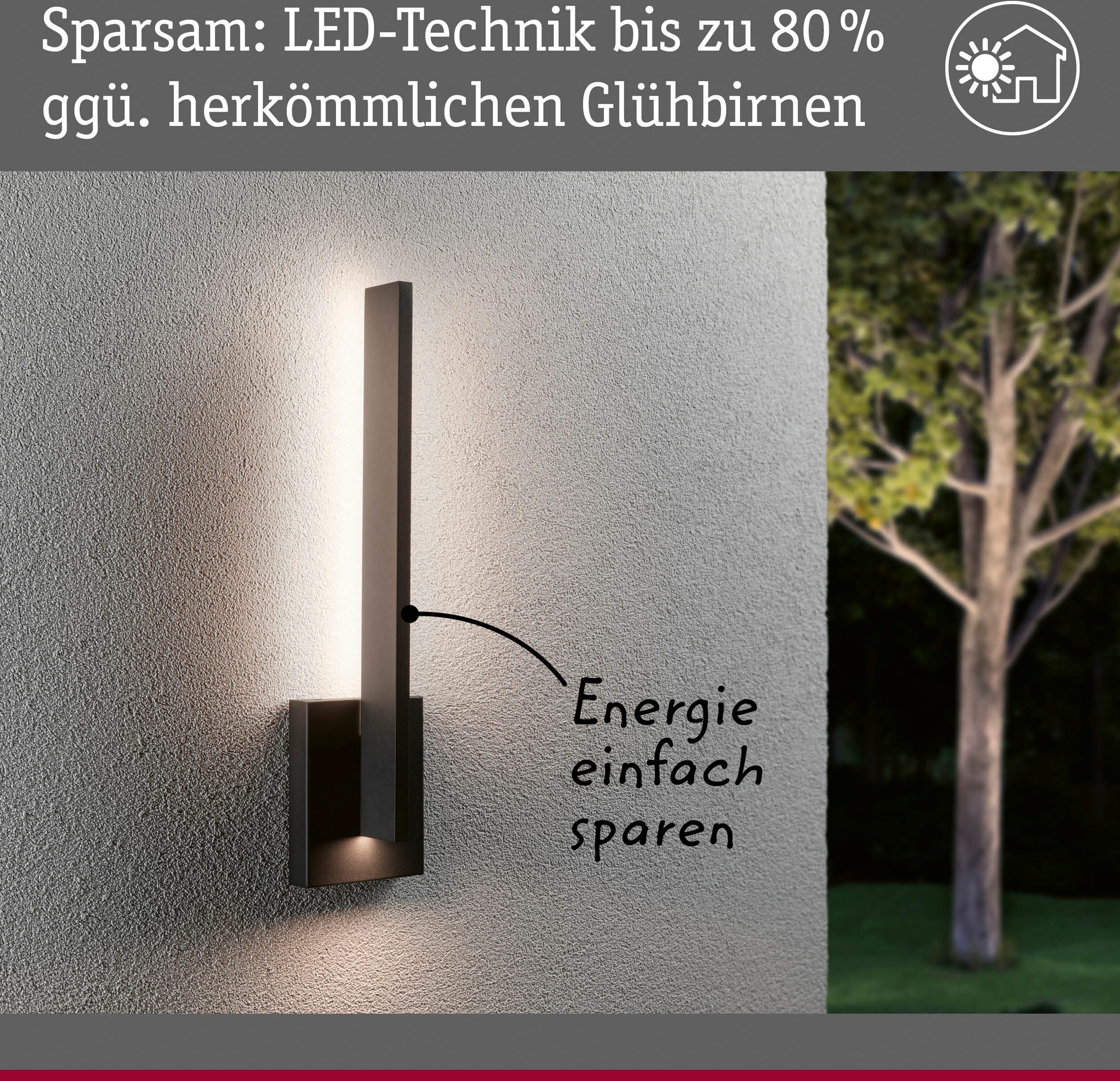 Paulmann LED Außen-Wandleuchte »Outdoor 230V Levka 13,5W IP44 3000K anthrazit« Warmweiß Outdoor 230V Levka 13,5W IP44 3000K anthrazit