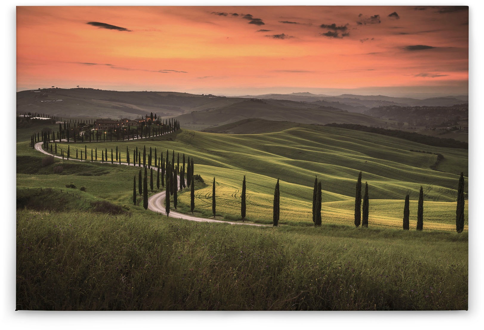 Bricoflor Leinwand Mit Toskana Im Sonnenuntergang Landschaft Wandbild In Gr günstig online kaufen