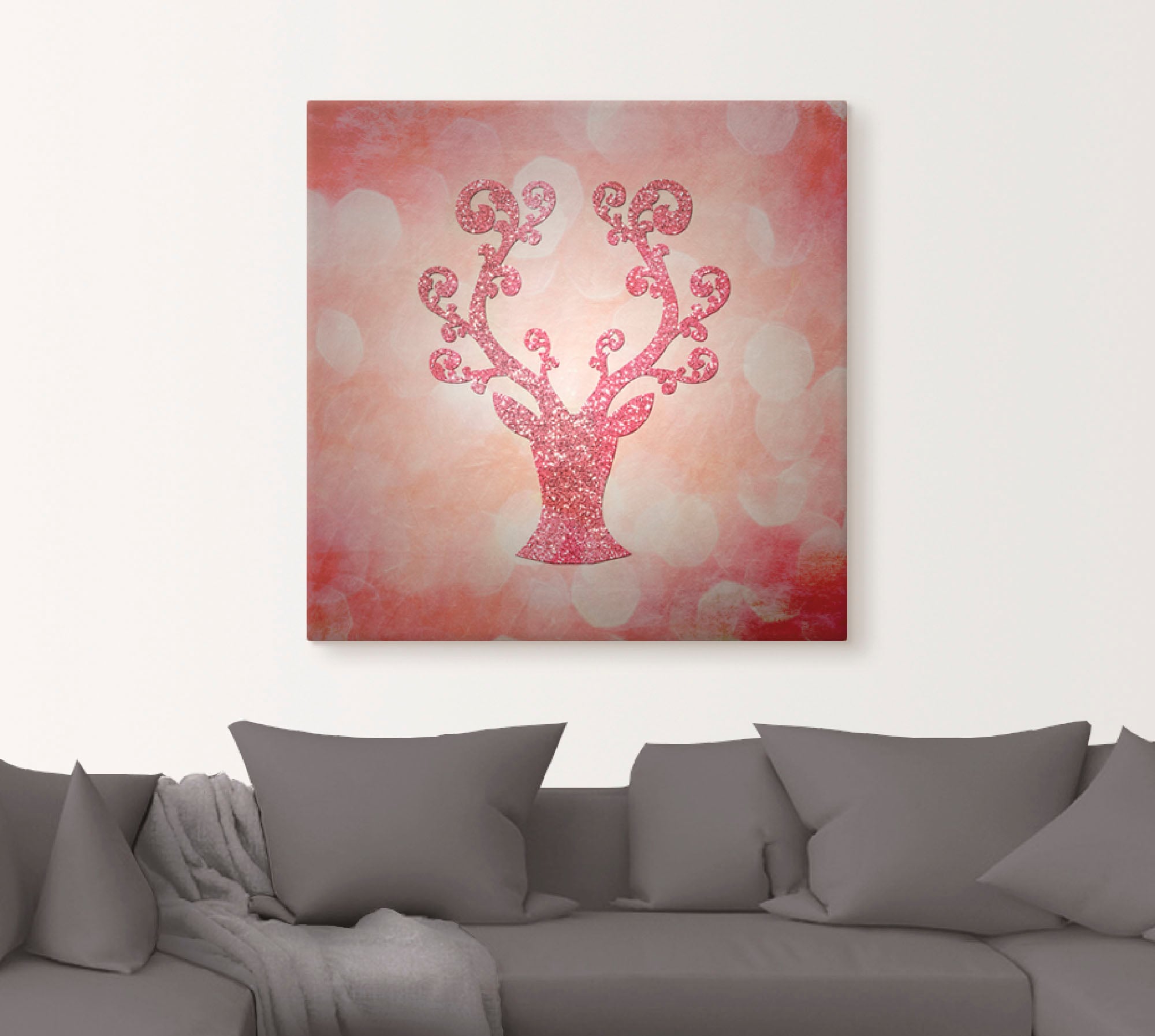 Artland Wandbild "Rosa glitzerndes Reh", Wildtiere, (1 St.), als Leinwandbi günstig online kaufen