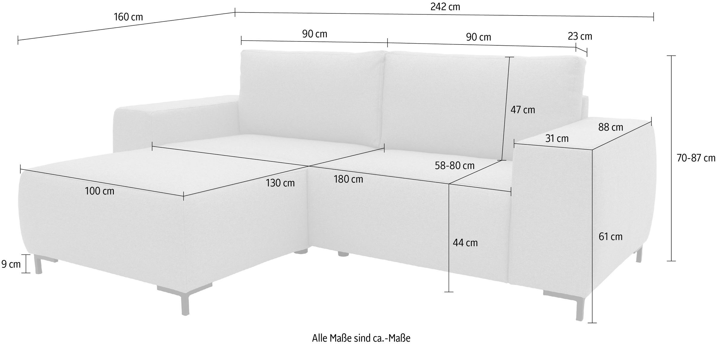LOOKS by Wolfgang Joop Ecksofa »Looks VI L-Form«, gerade Linien, in 2 Bezugsqualitäten