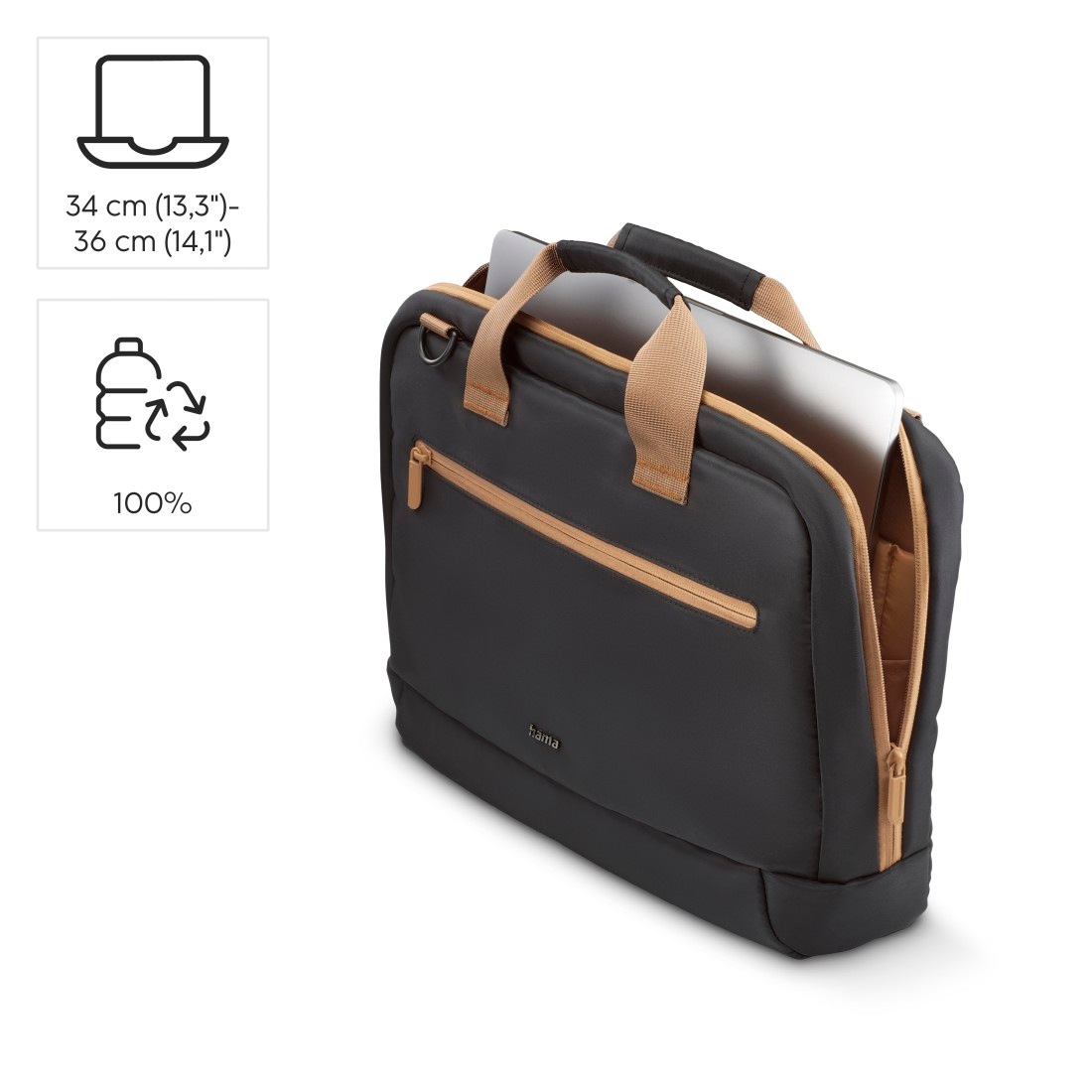 Hama Laptoptasche »Laptoptasche 13,3“ – 14,1“ (leicht, gepolstert, wasserfest, 2 Fächer)«, Nachhaltig, recycled