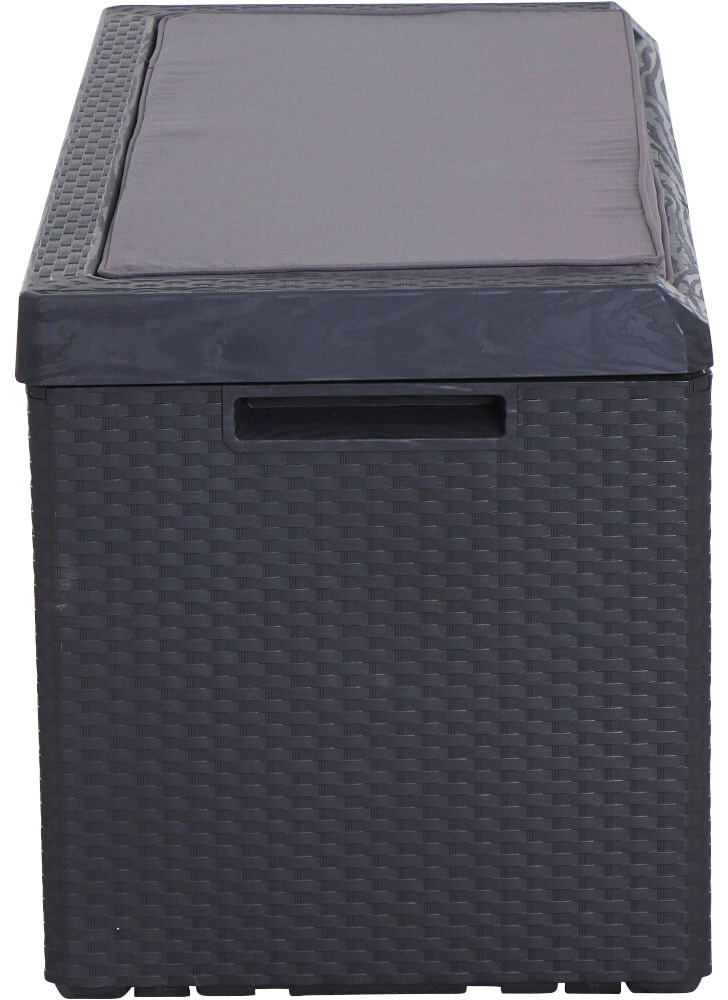 Siena Garden Kissenbox »Portonovo«, 350 L, Rattan/Holzoptik, Kunststoff, anthrazit, inkl. Sitzkissen