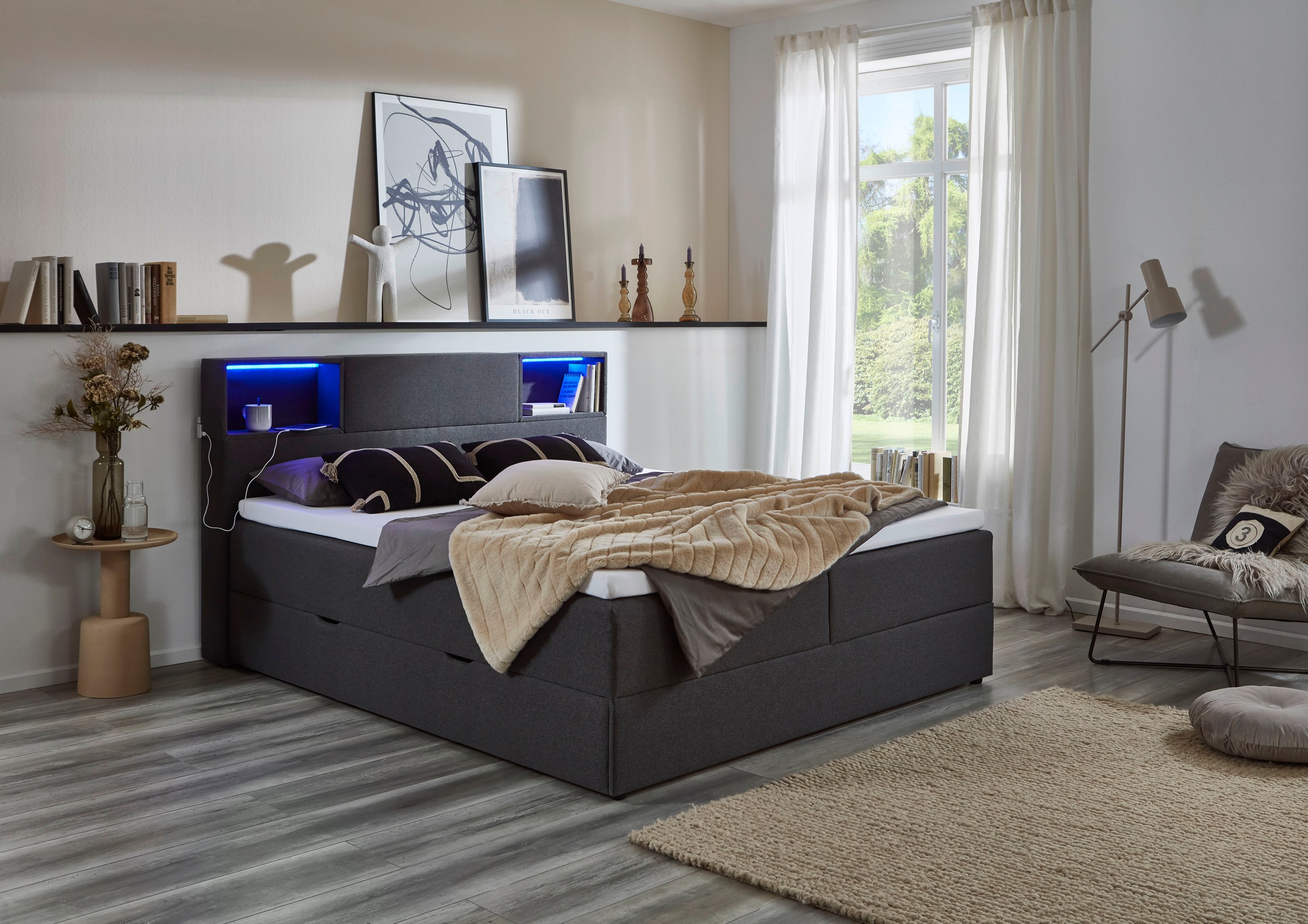 meise.möbel Boxspringbett »Caja mit Bettkasten und Topper«, mit LED ausgest günstig online kaufen