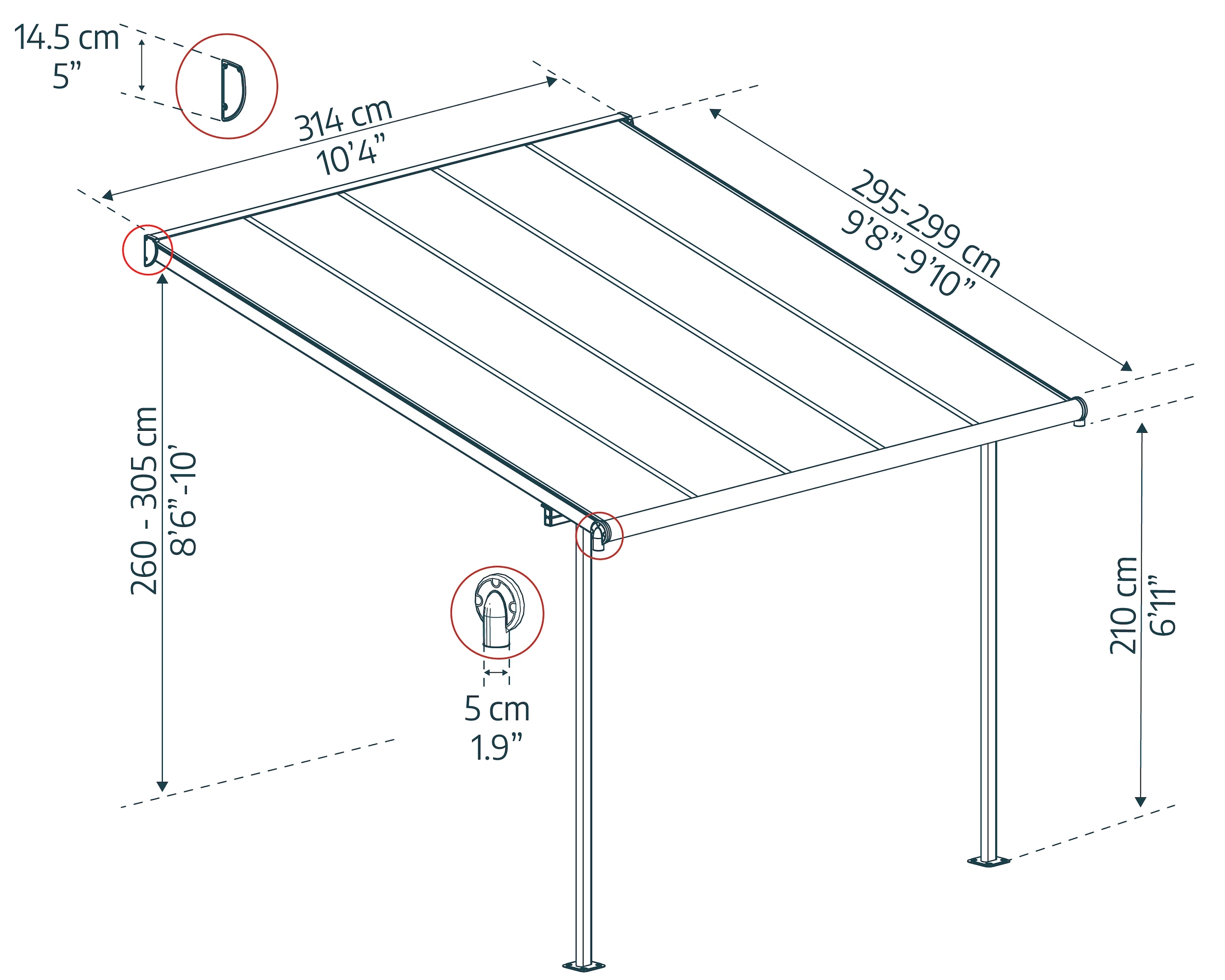 Palram - Canopia Terrassendach »Capri Alu Terrassenüberdachung«, einfache DIY Montage