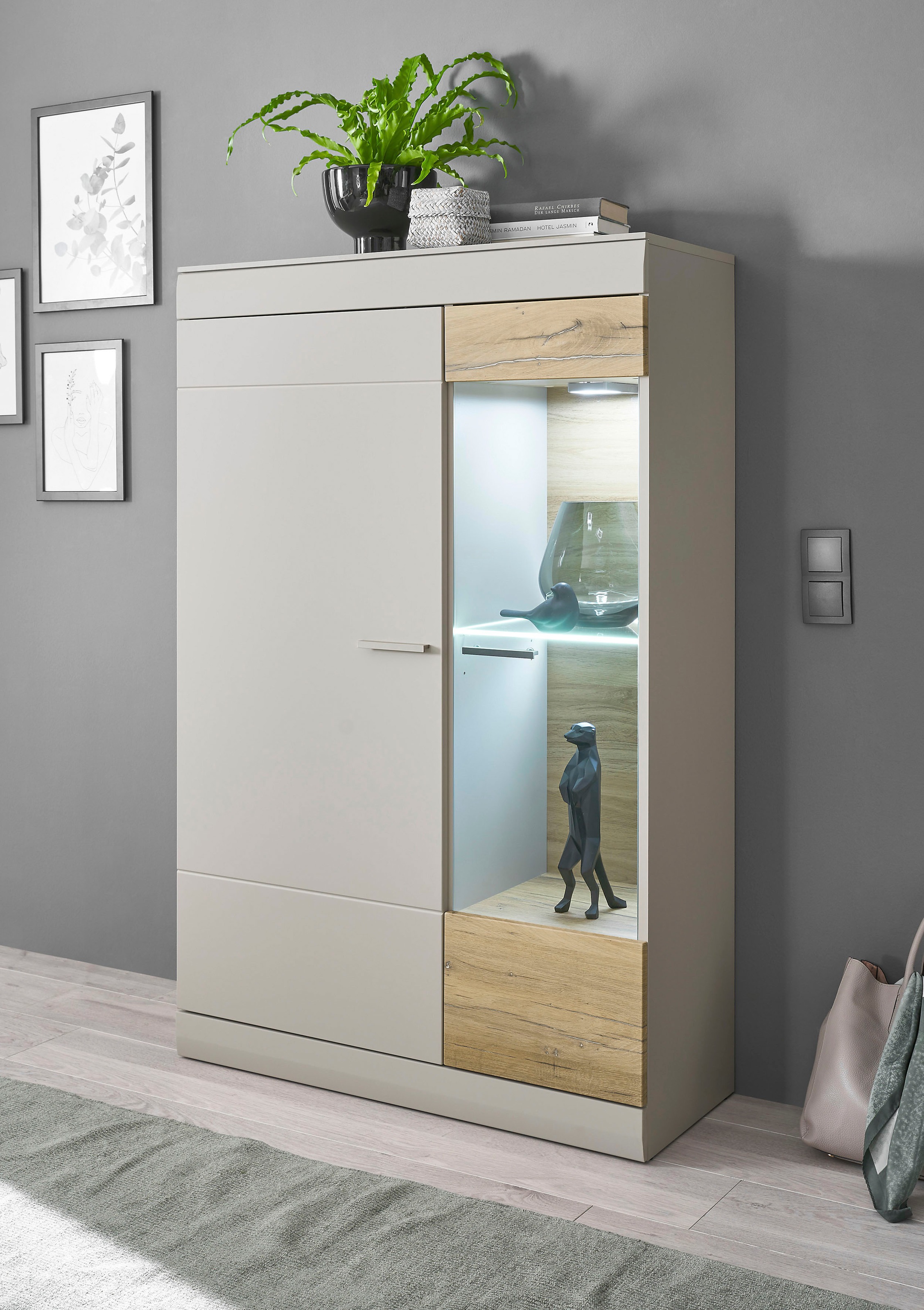 INOSIGN Vitrine "SCARA", mit Applikation Zinneiche Dekor, Breite 90 cm, mit günstig online kaufen