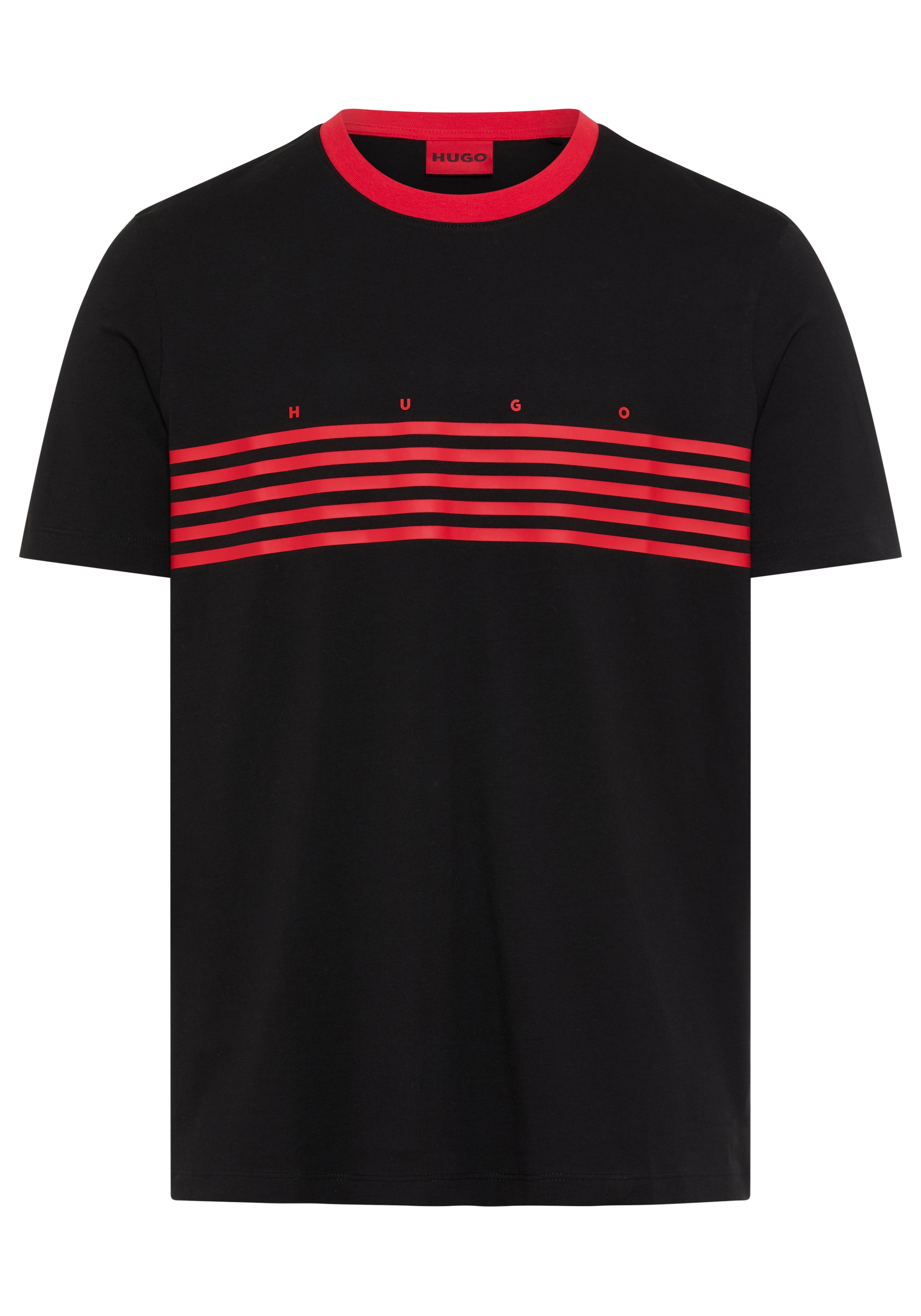 HUGO T-Shirt »Dempsy« kontrastfarbiger Ausschnitt, Regular Fit, reine Baumwolle