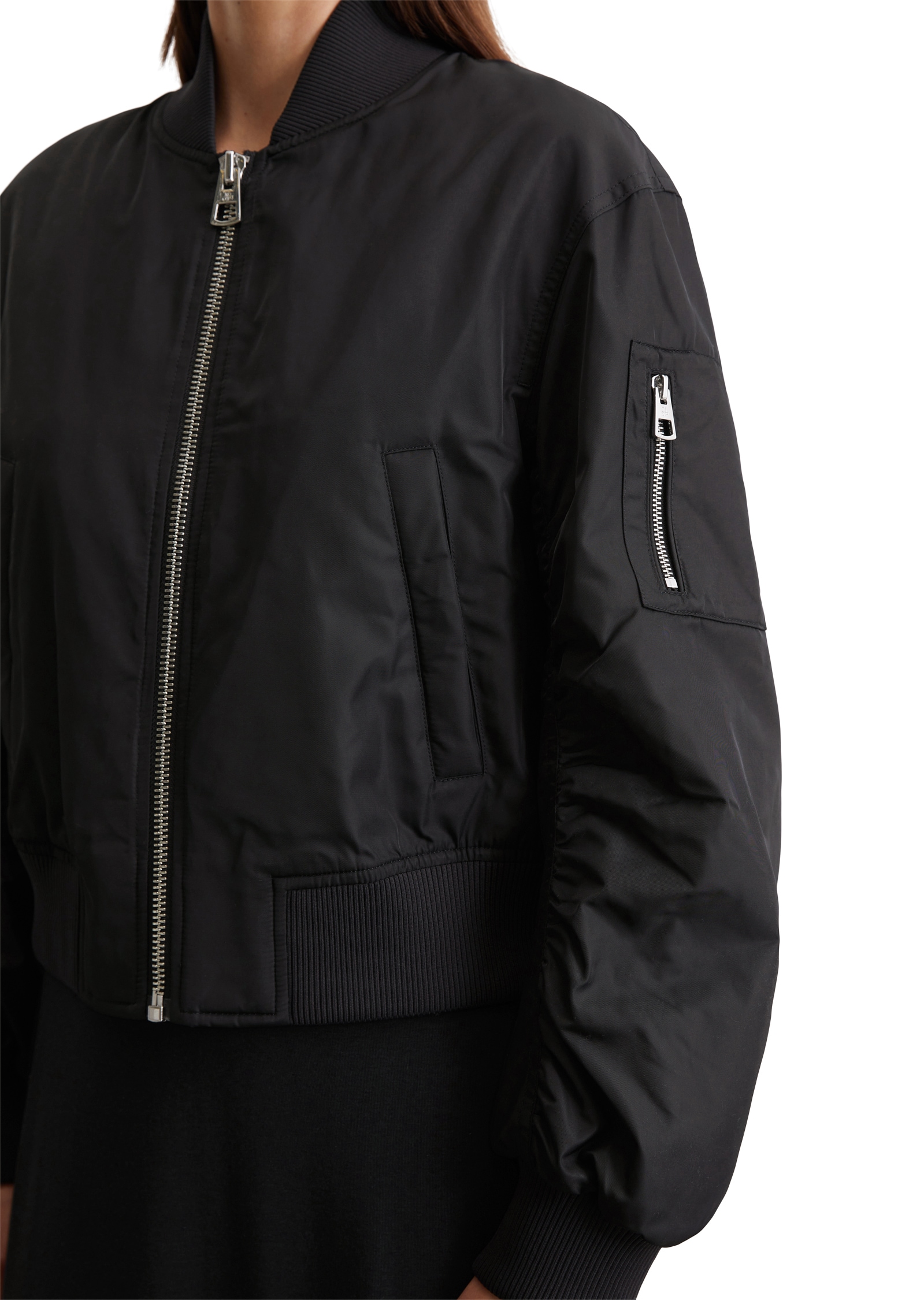 Marc O'Polo Blouson, im Pilotenstil, verkürzte Form, mit mattem Glanz und softem Finish