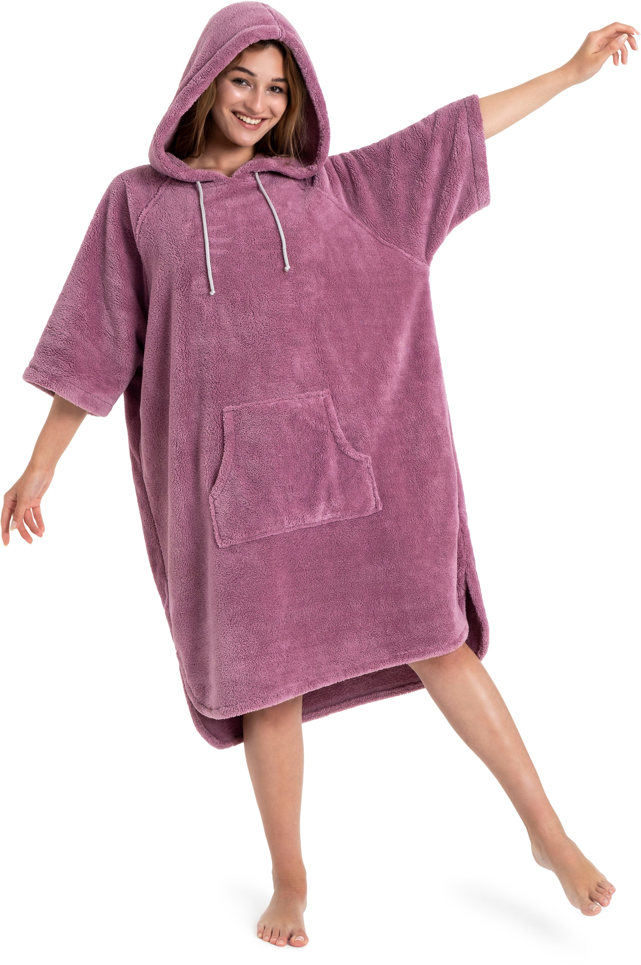 my home Badeponcho »Lillou, ideal für Sauna, Spa & im Urlaub«, (1 St.), weich und kuschelig, Fleece, Unisex, für Damen und Herren, Surfponcho