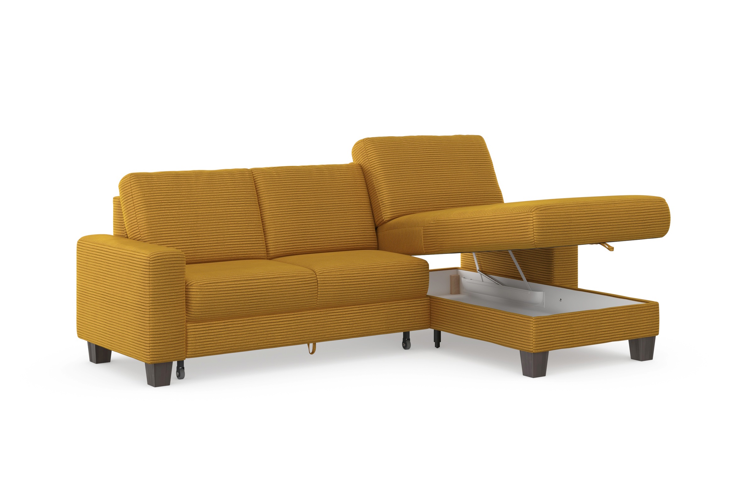 Home affaire Ecksofa »Summer L-Form«, mit Recamiere, mit oder ohne Bettfunktion und Bettkasten, Cord-Bezug
