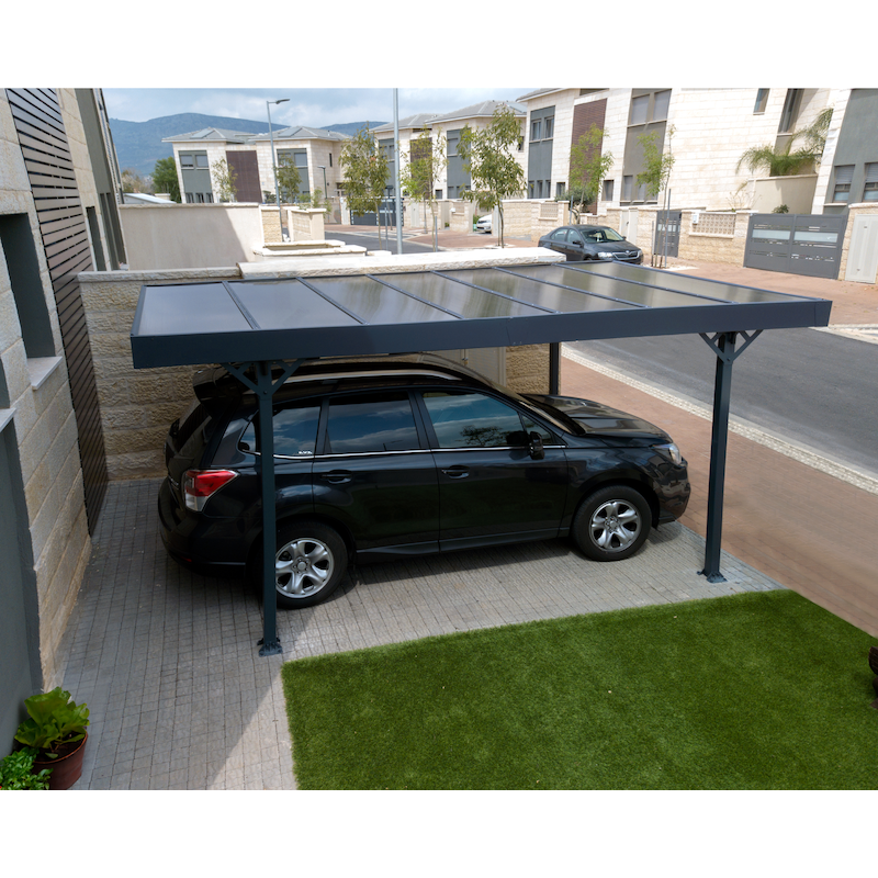 PALRAM - CANOPIA Einzelcarport »Palma 5000« Aluminium 263 cm Grau inkl. Regenrinnen und Bodenverankerungen Grau