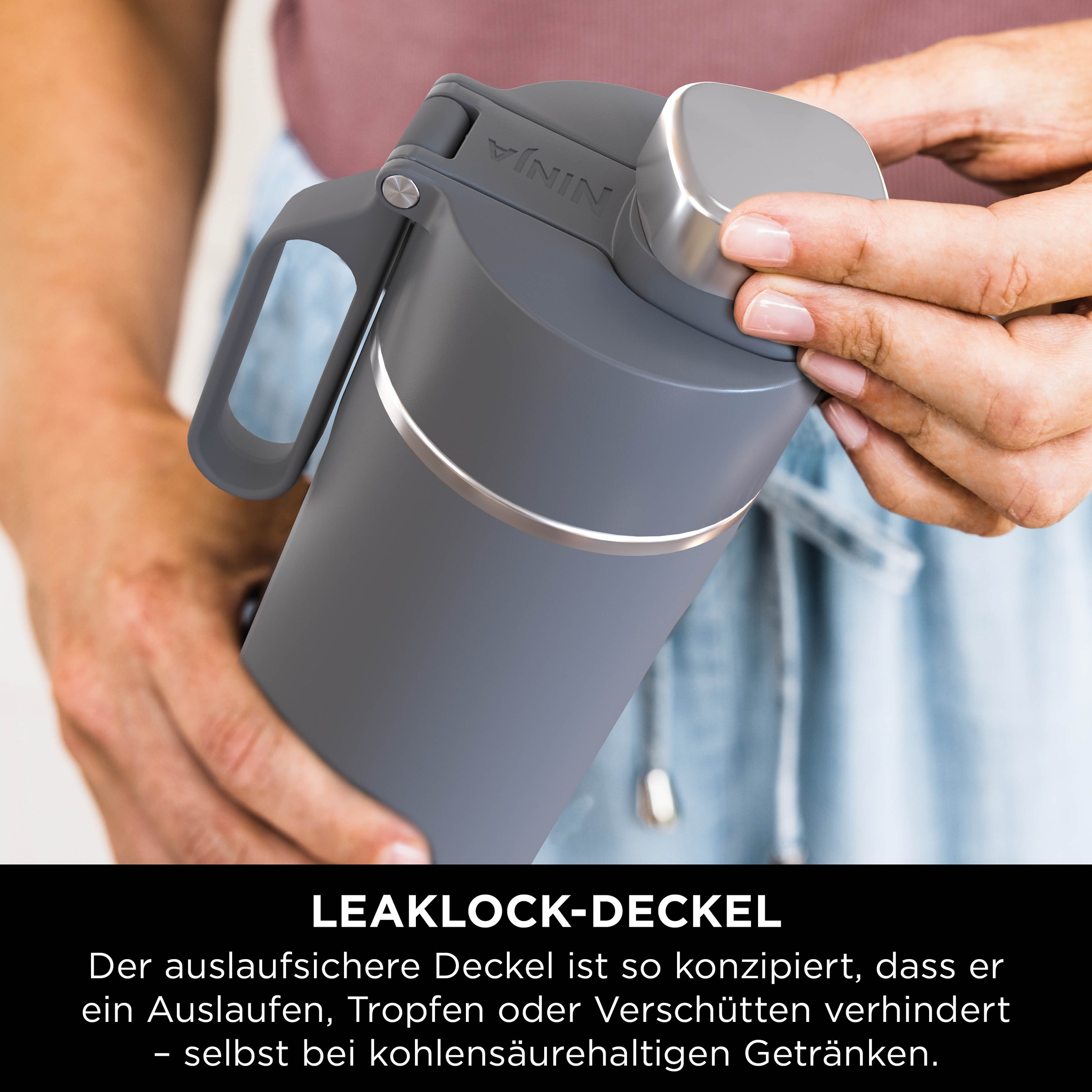 NINJA Isolierflasche »Ninja Thirsti Reiseflasche – 530 ml DW1801EUU / 700 ml DW2401EUU«, Getränke bleiben 24 Stunden kalt, 12 Stunden heiß, Eis hält 2 Tage