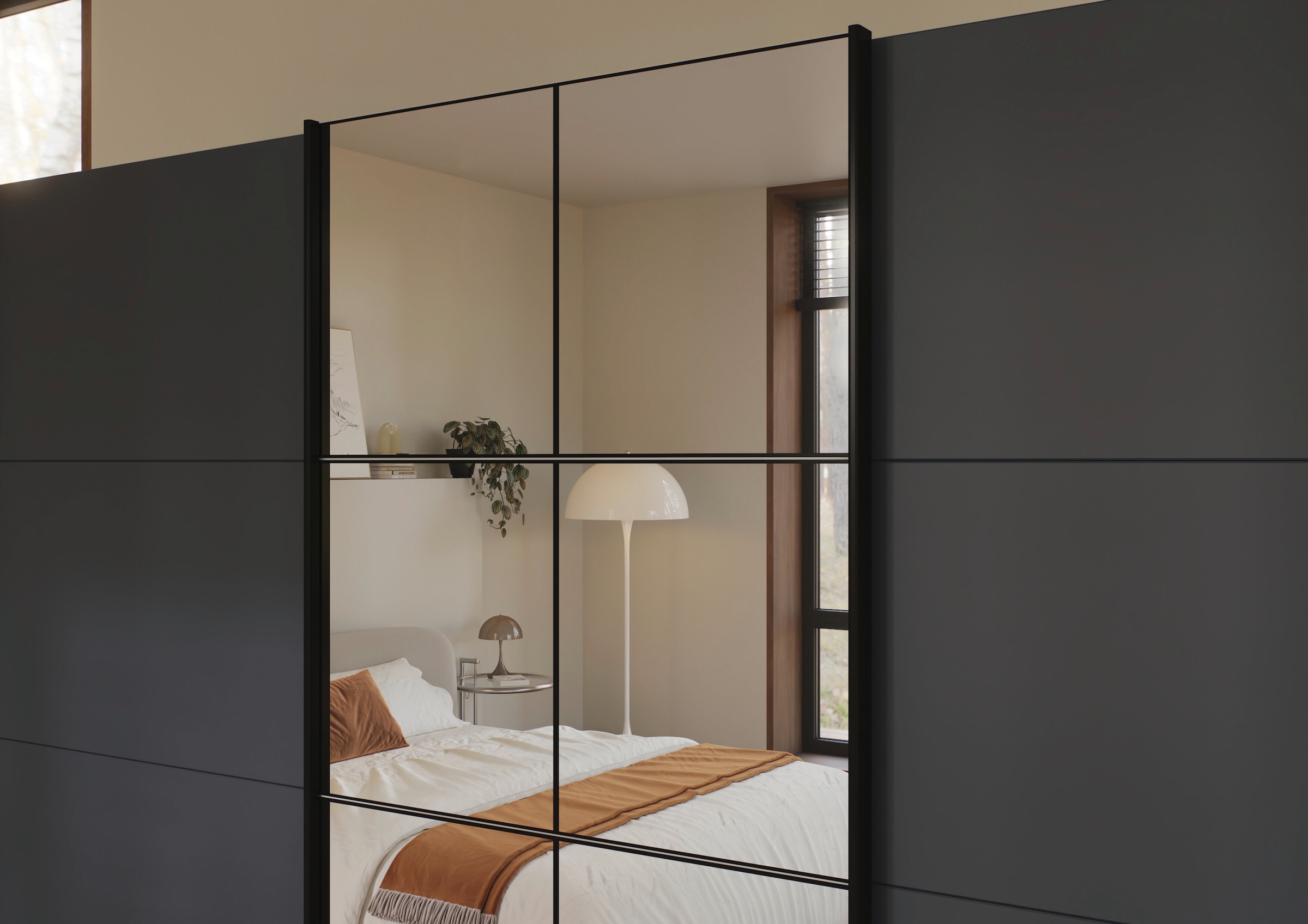 OTTO home Kleiderschrank »Schwebetürenschrank Schrank Garderobe Wäscheschrank BAVENO« in 3 Ausstattungen BASIC/CLASSIC/PREMIUM (mit Soft-Close-Funktion),  in moderner Loft-Optik mit Griffleisten aus Metall MADE IN GERMANY