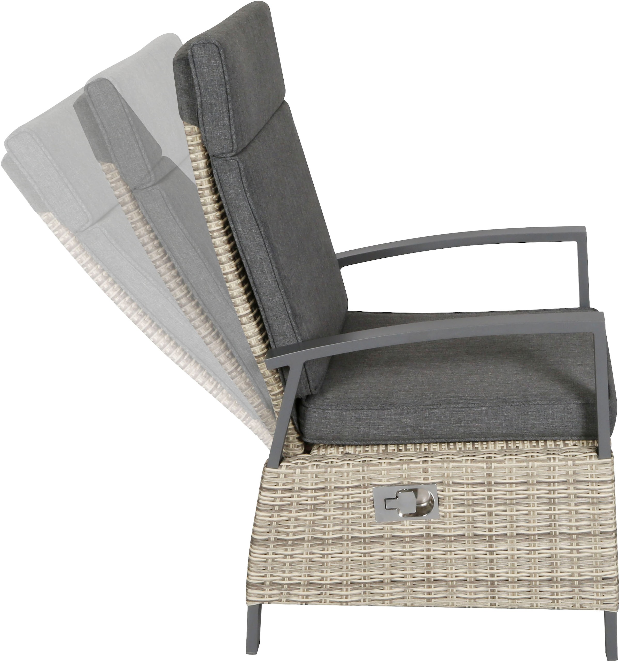 KONIFERA Garten-Essgruppe »Menton« Set, 6x Stuhl, 6x Auflage, 1x AZ-Tisch, 13 tlg. bestehend aus 6 Sesseln mit 6 Sitzauflagen und 1 Tisch