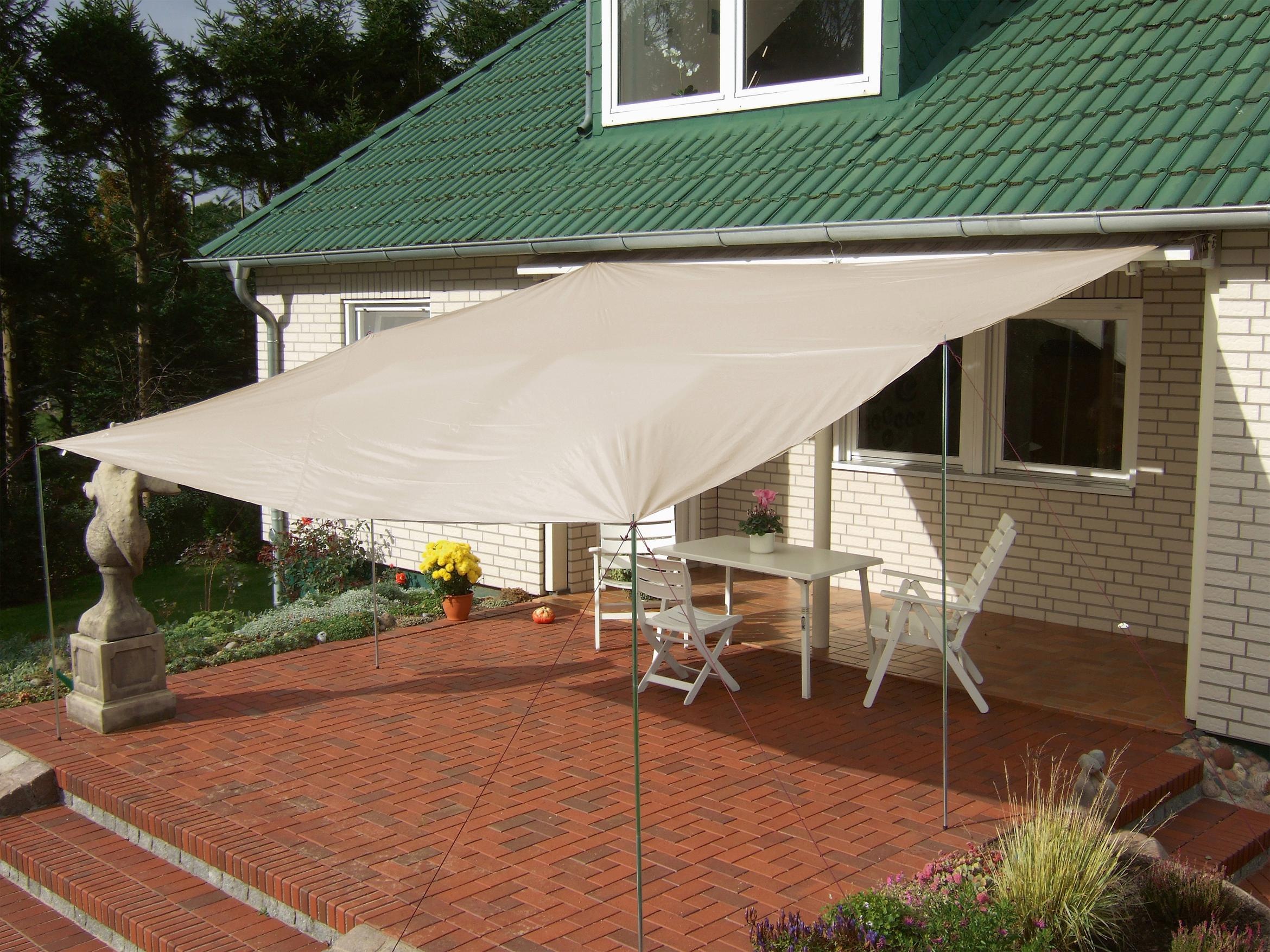 EXPLORER Sonnensegel »Sonnensegel 3x4m rechteckig wasserabweisend mit Stangen«, (Set, Leinen und Heringen Sonnenschutz UPF80+ UV Schutz), nach Standard 801 in beige, grün oder grau für Balkon Garten Terrasse