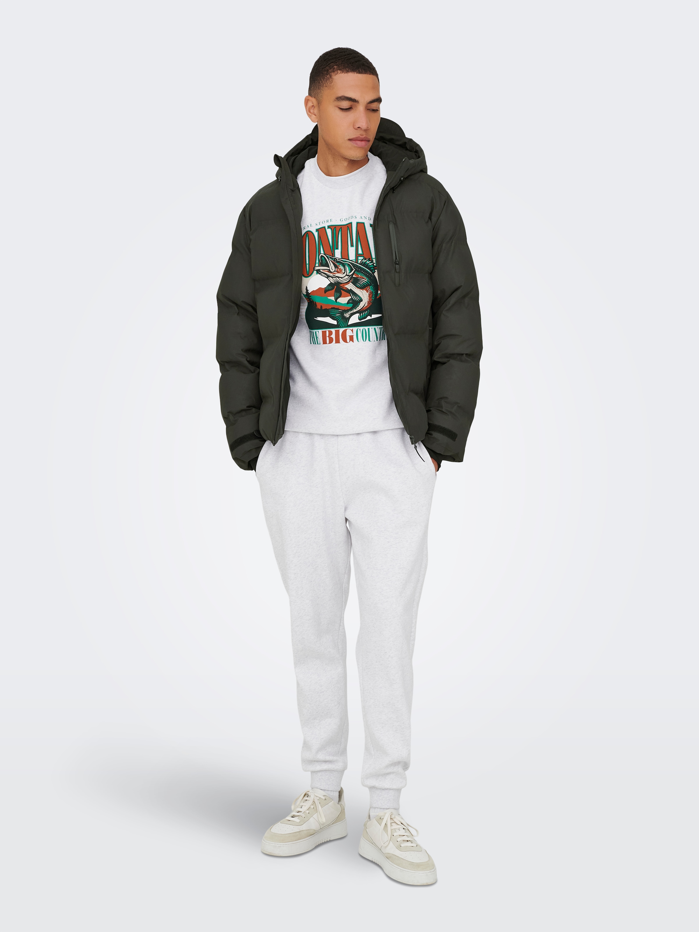 ONLY & SONS Steppjacke »ONSMATHIS PUFFER OTW« mit Kapuze