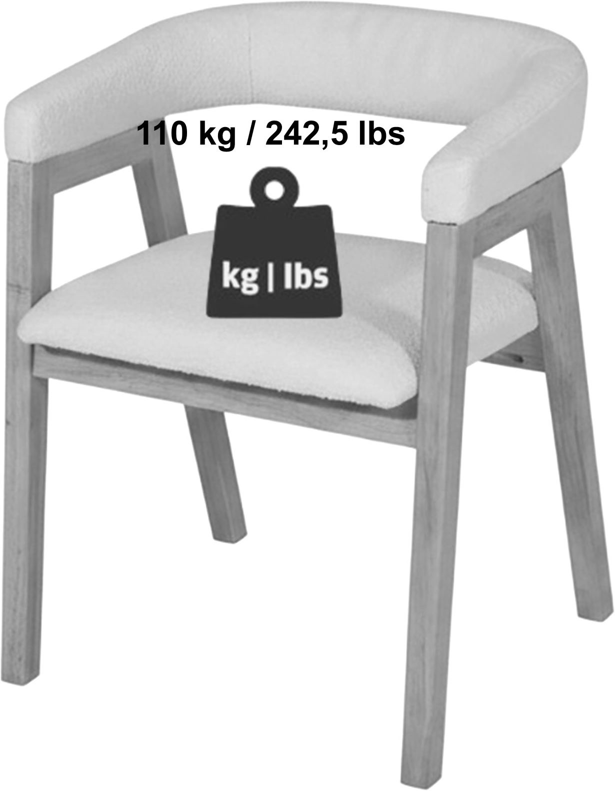 Jahnke Armlehnstuhl »BOW SIT DUO« (Set) Esszimmerstuhl (2er Set), Massivholz, Boucle-Stoff,bis 110kg belastbar