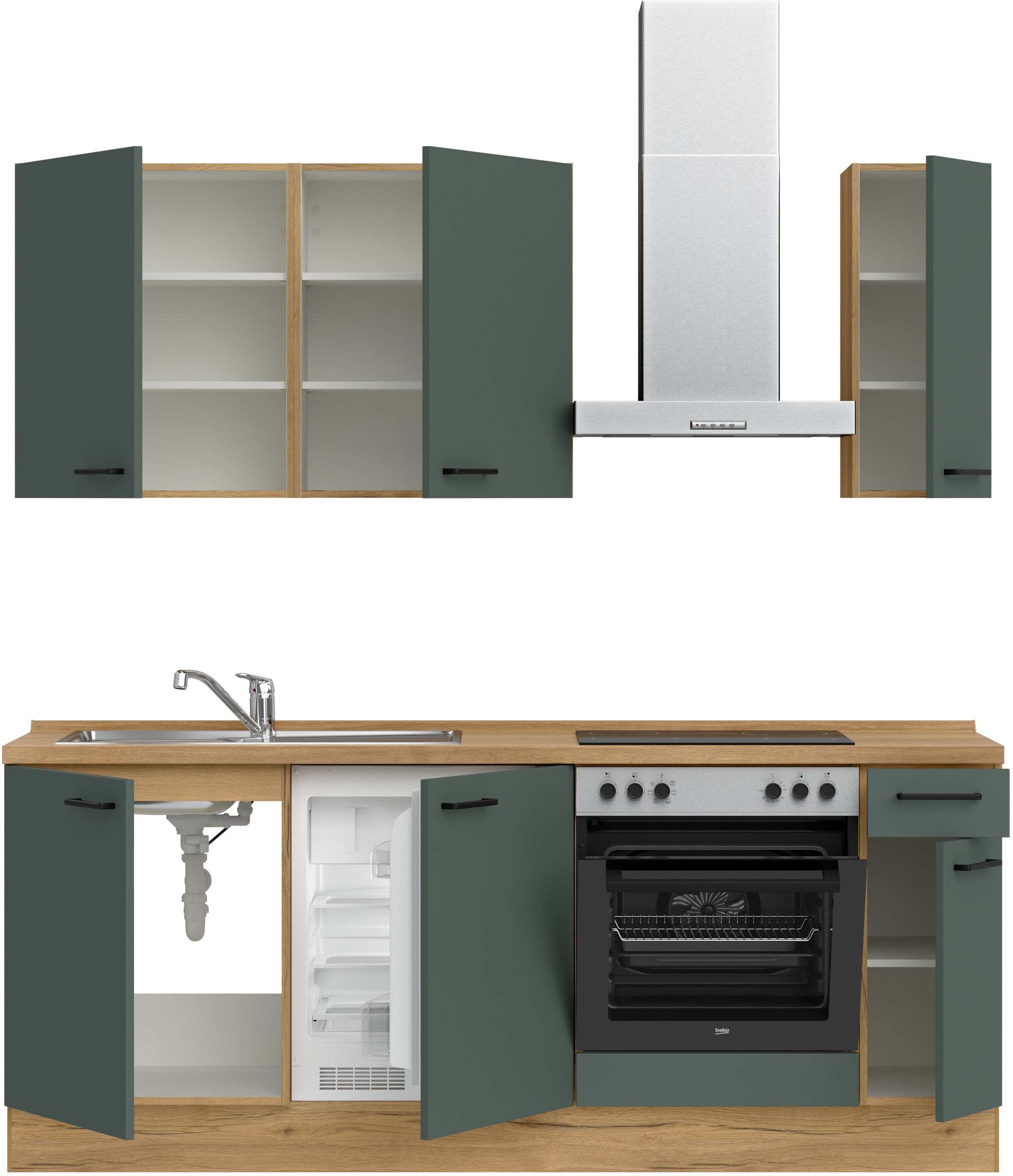 nobilia® Küchenzeile »"Easytouch I"«, vormontiert, Ausrichtung wählbar, Breite 210 cm, wahlw. mit E-Geräten