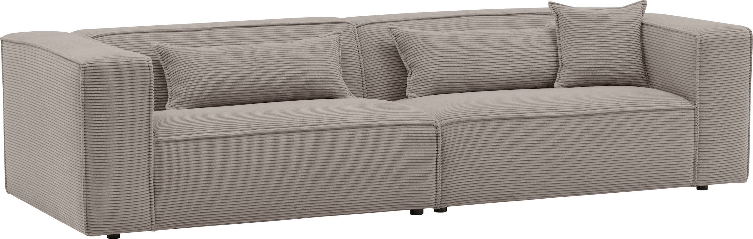 LeGer Home by Lena Gercke 3-Sitzer »PIARA, Couch mit Kedernaht, Sofa in Cord, Leinenoptik o. Strukturstoff«, schwarze Füße, bequemer Sitzkomfort