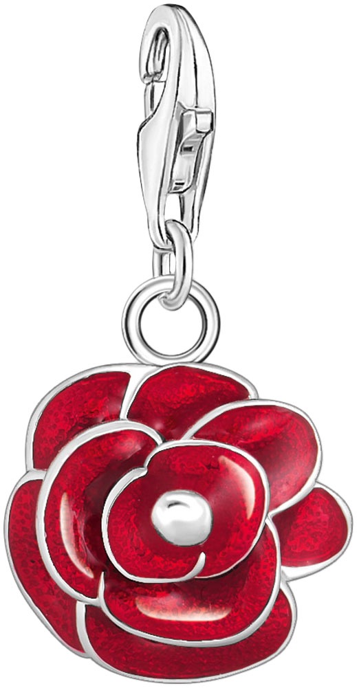 THOMAS SABO Charm-Einhänger »rote Rose« silberfarben-rot Charm-Anhänger rote Rose