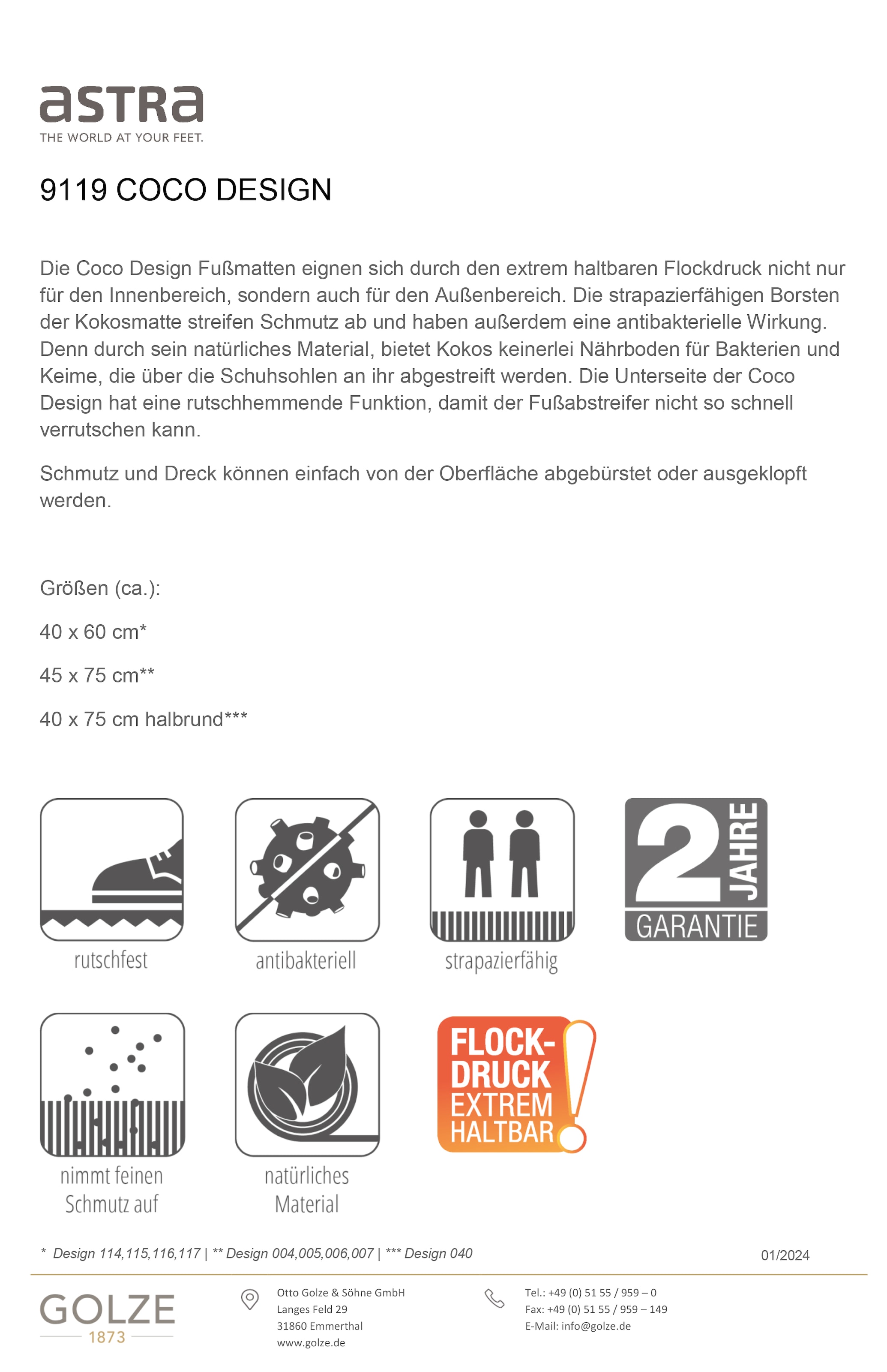 ASTRA Fußmatte »Coco Design 121« rechteckig 14 mm Höhe Kokos, Türmatte, abgerundete Form, rutschfest