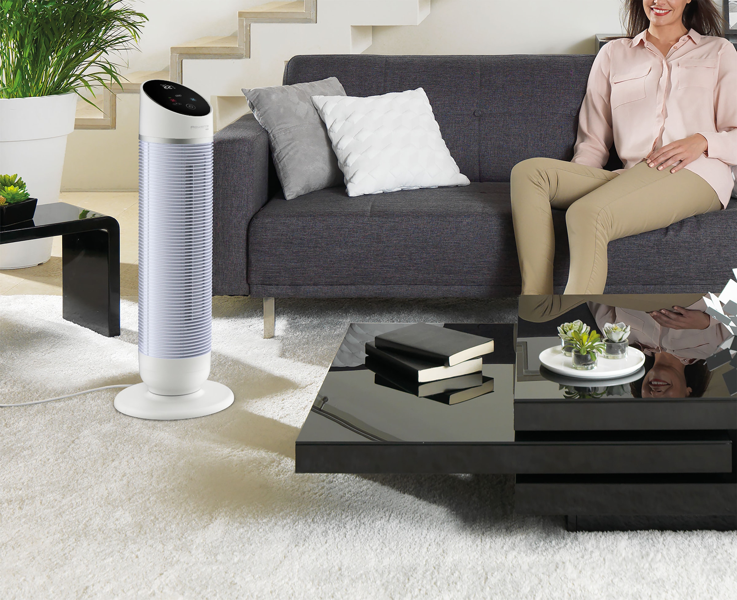 Rowenta Turmventilator »3-in-1 Turmventilator Silent Comfort, 10 Stufen für jeden Bedarf,«, Heizlüfter, Ventilator und Luftfilter, Fernbedienung, Timer, HQ8120