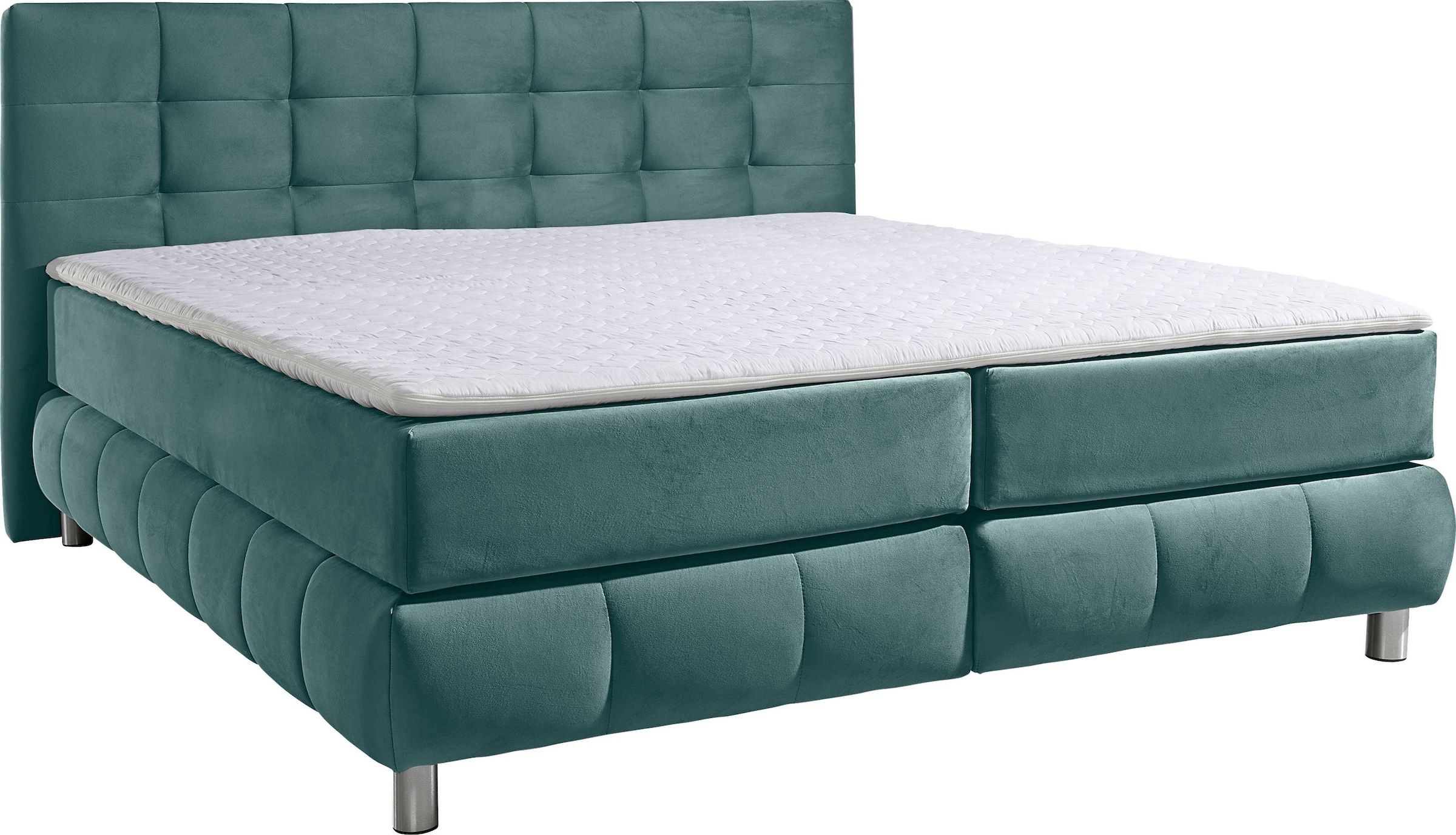 andas Boxspringbett »Salo XXL«, in Samtoptik oder Struktur, 6 Breiten in Überlänge 220cm, 4 Härtegrade