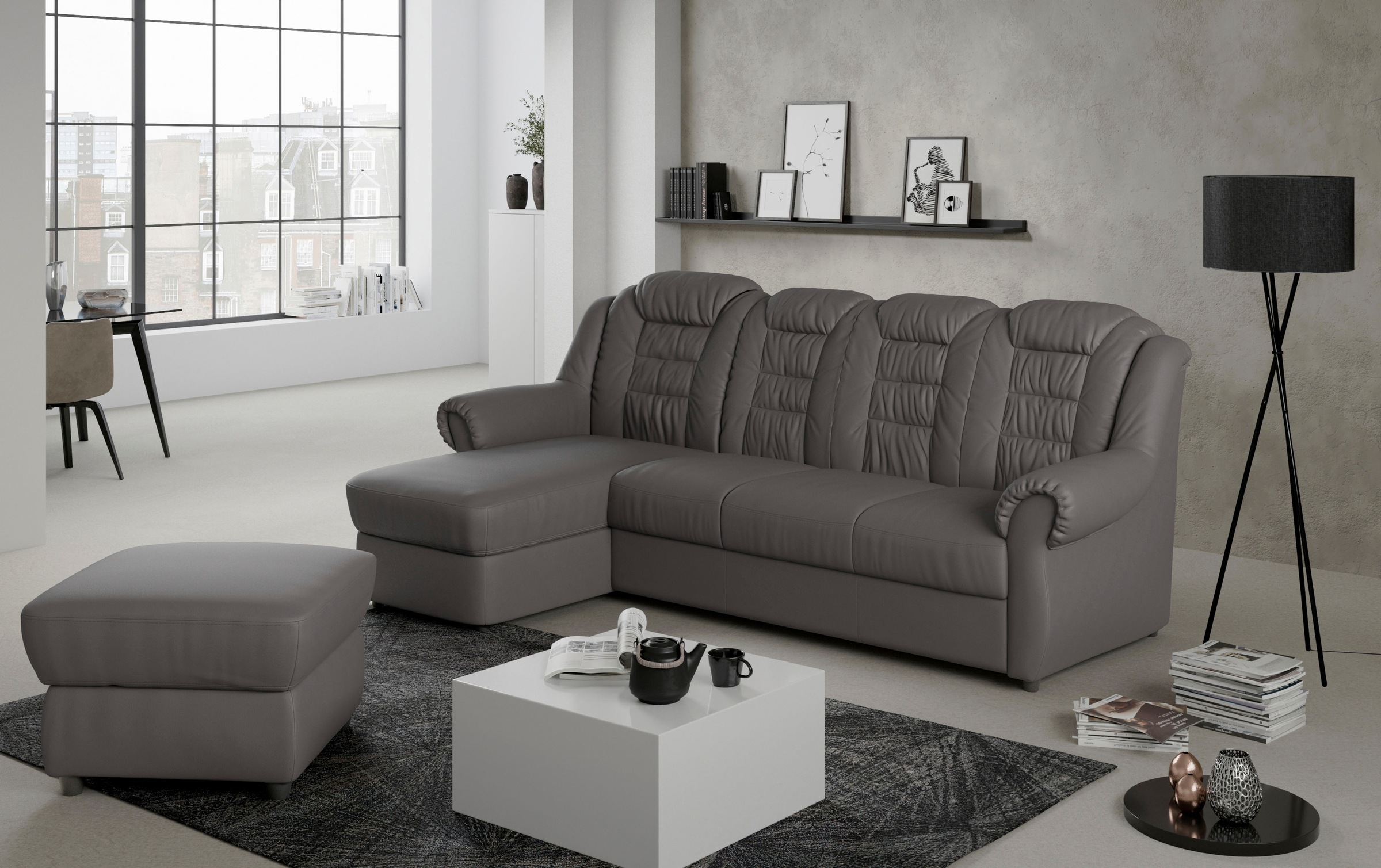 Home affaire Ecksofa »Boston L-Form«, mit hoher Rückenlehne, wahlweise mit günstig online kaufen