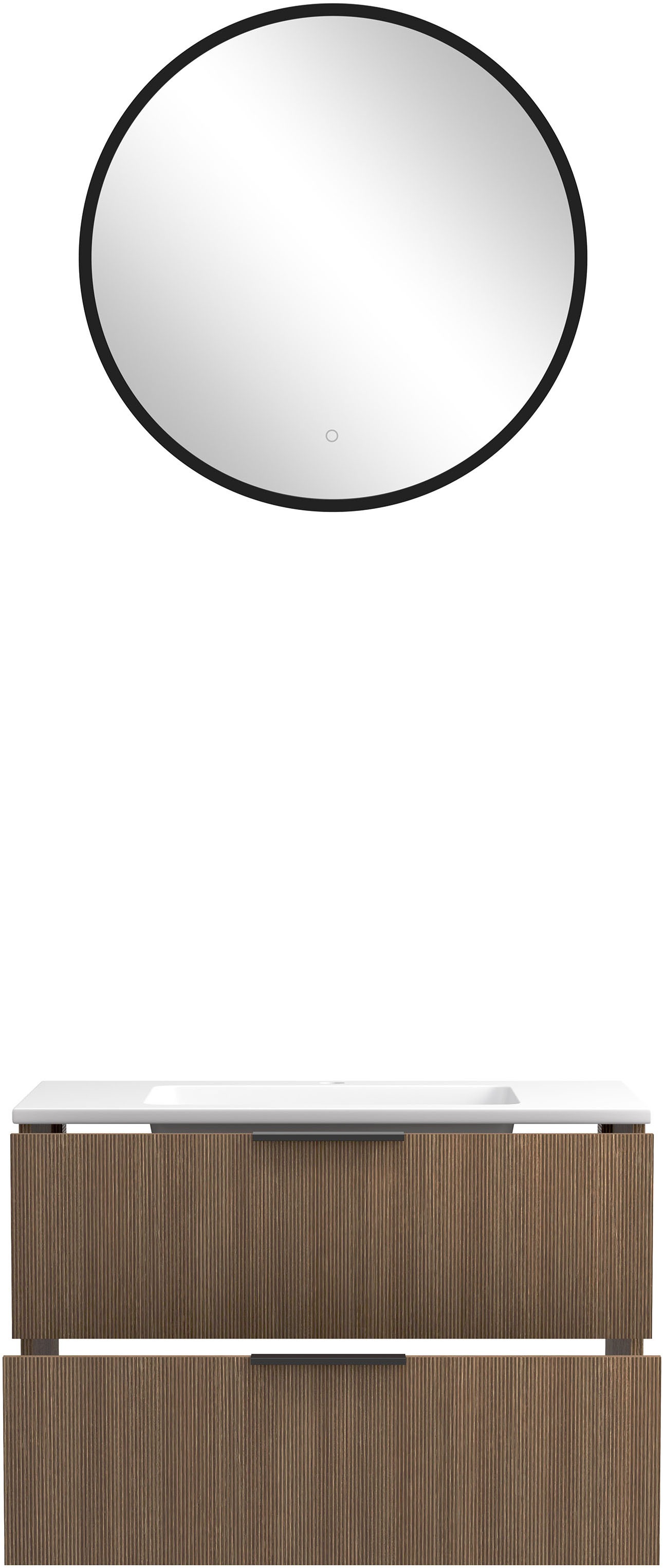 welltime Badmöbel-Set »Welltime, York Waschtisch-Set 80 cm, weißes oder schwarzes Becken«