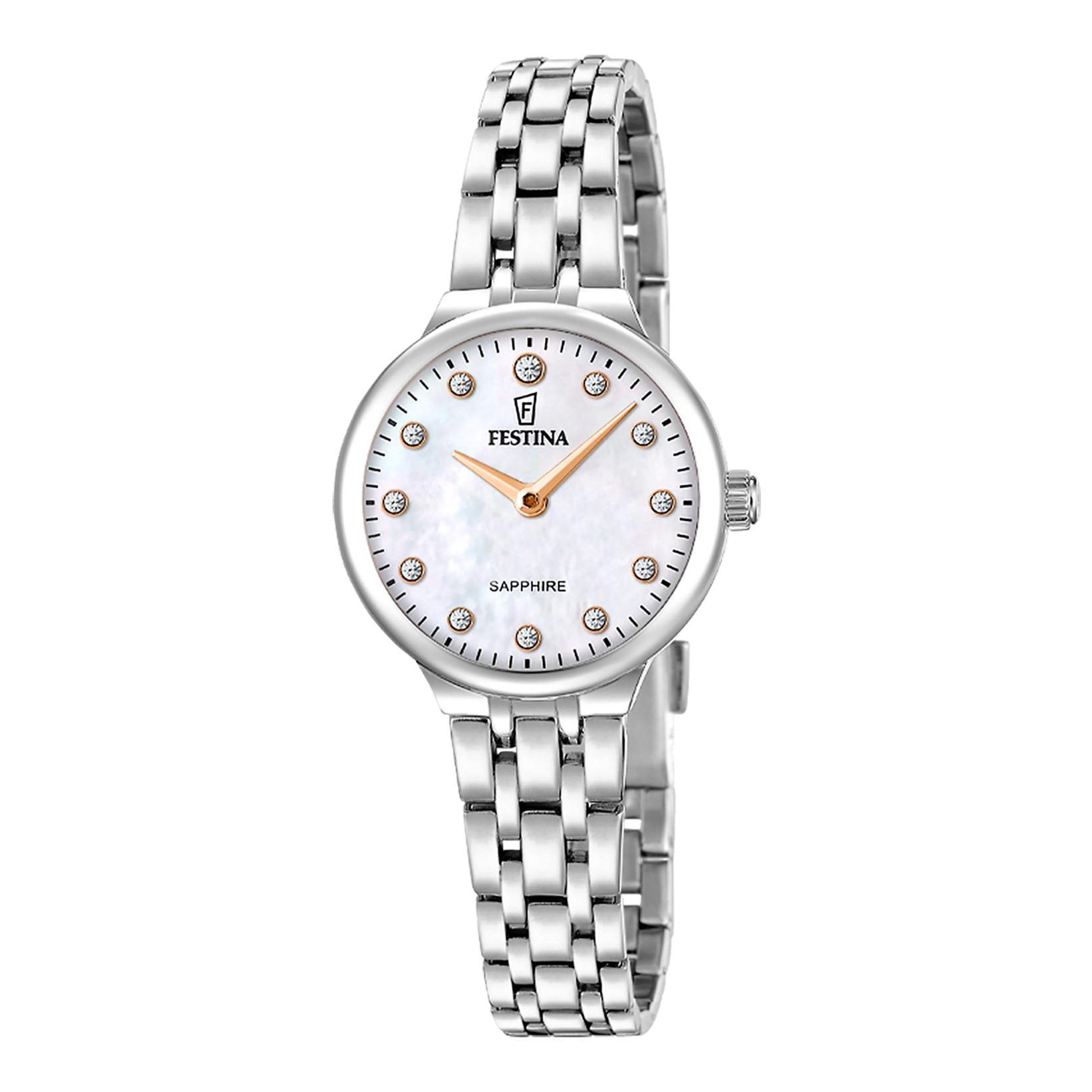 Festina Quarzuhr »Mademoiselle« Armbanduhr, Damenuhr, Edelstahlarmband, analog, Zirkonia (synth.)