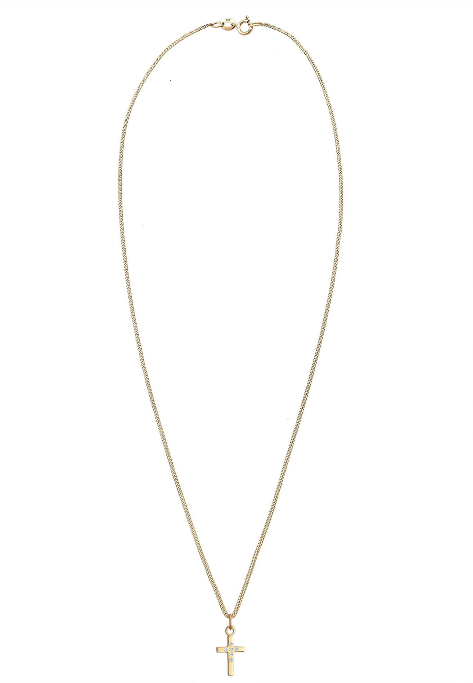 Elli DIAMONDS Collierkettchen »Kreuz Diamant Weiß Brillantschliff (0.03 ct) 585 Gelbgold«