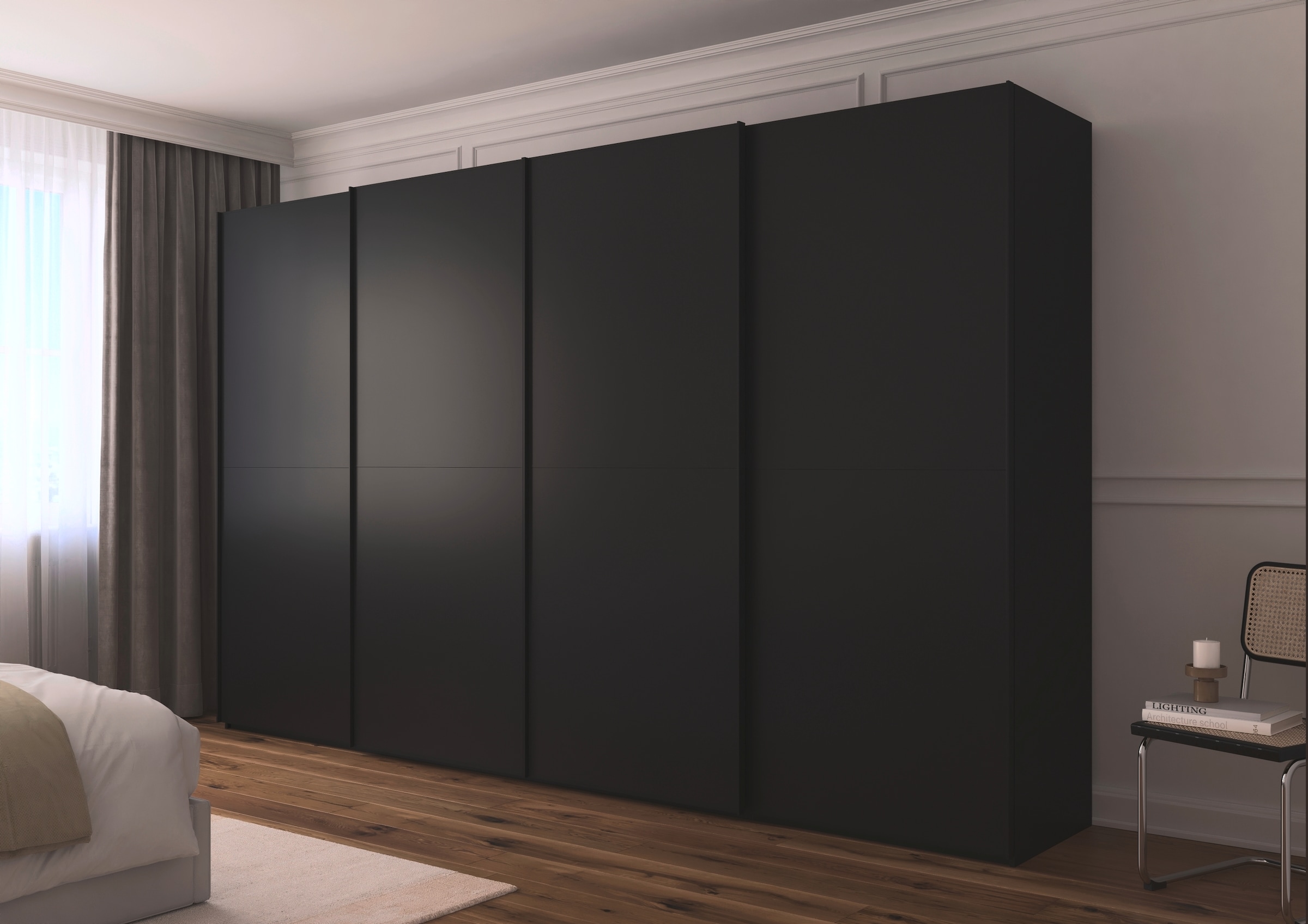rauch Schwebetürenschrank »Kleiderschrank Schrank Garderobe Schlafzimmerschrank SCALE-DUO«, edle zweigeteilte Türen und 3 Zierleisten MADE IN GERMANY