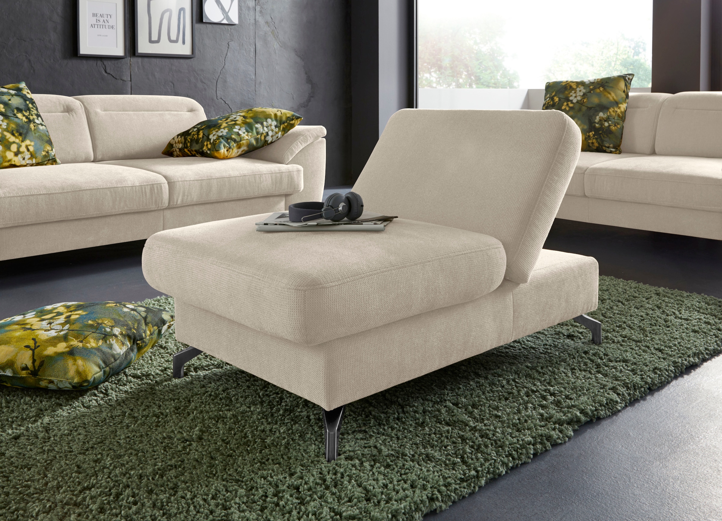 sit&more Hocker »Percy«, Fußhöhe 12 cm, mit Klappfunktion, wahlweise in 2 Fußfarben