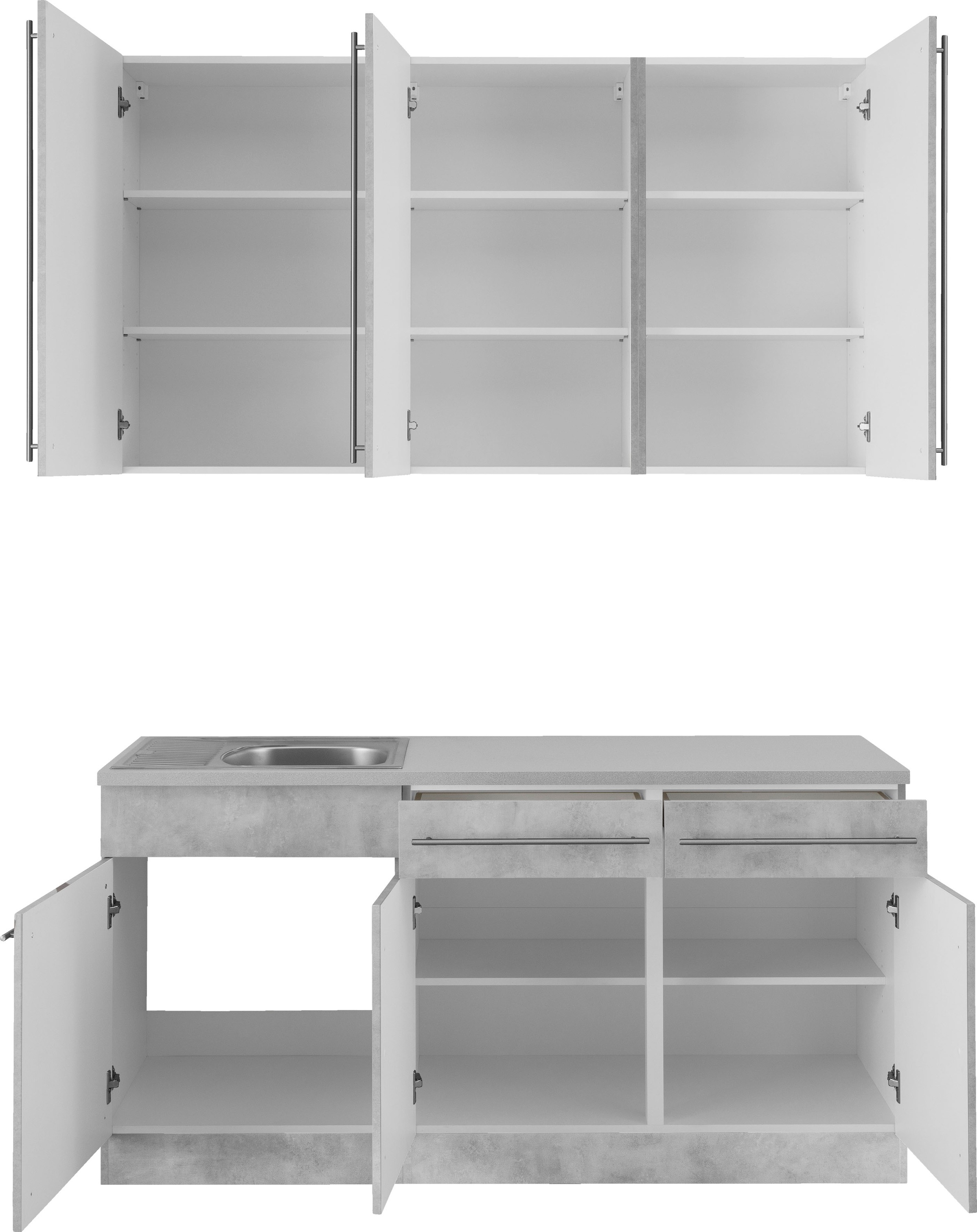 wiho Küchen Pantryküche »Chicago«, ohne E-Geräte, Breite 160 cm